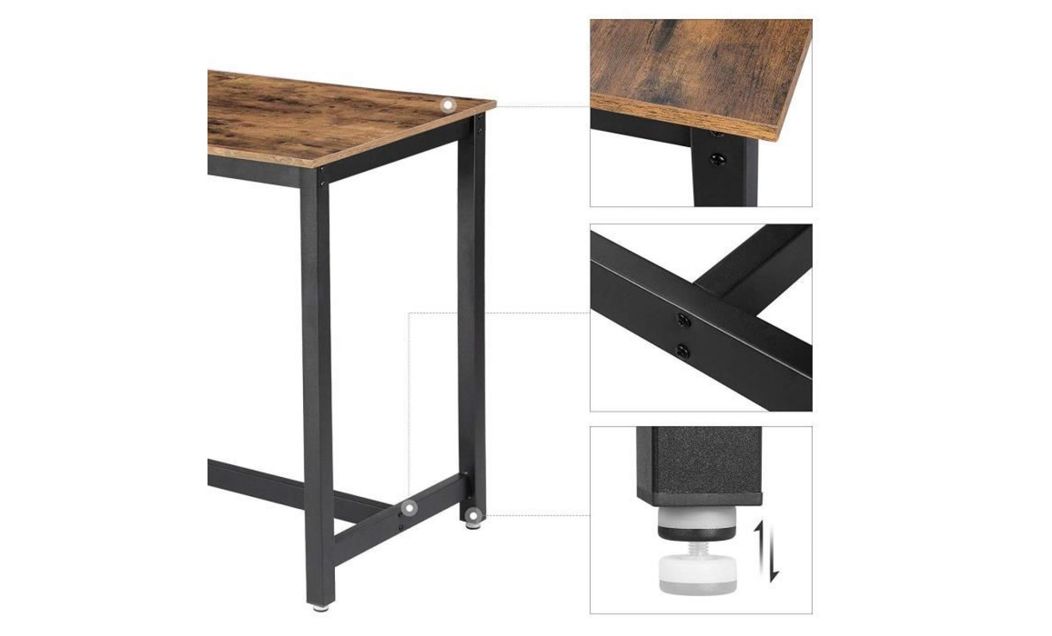 vasagle table haute de bar vintage, table polyvalente armature en fer, brasserie, salon, cuisine, aspect texture du bois, lbt91x pas cher
