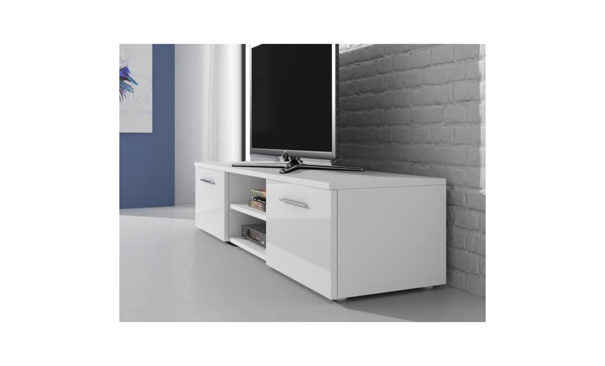 vegas meuble tv contemporain décor blanc    150 cm pas cher