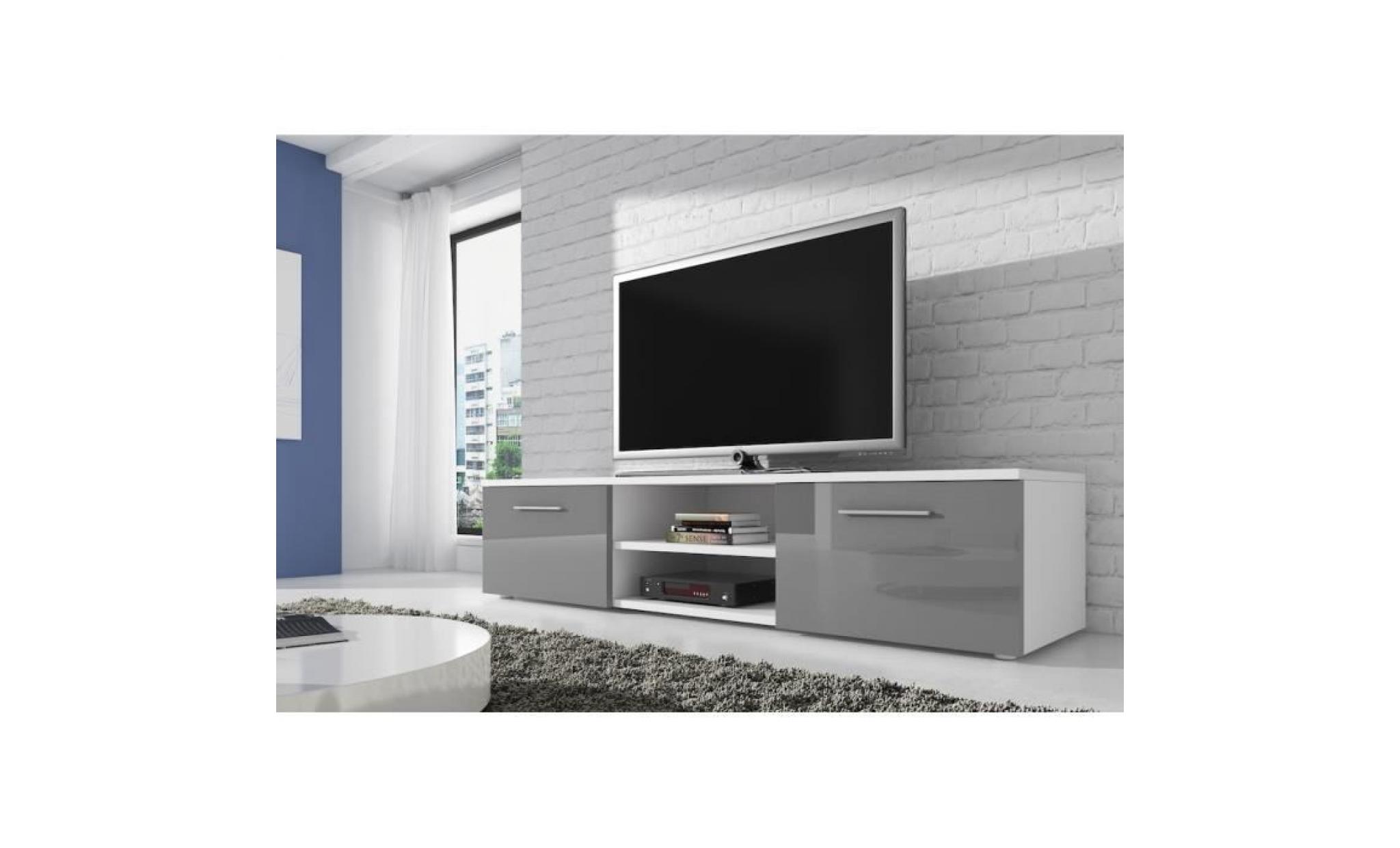 vegas meuble tv contemporain décor blanc et gris    150 cm