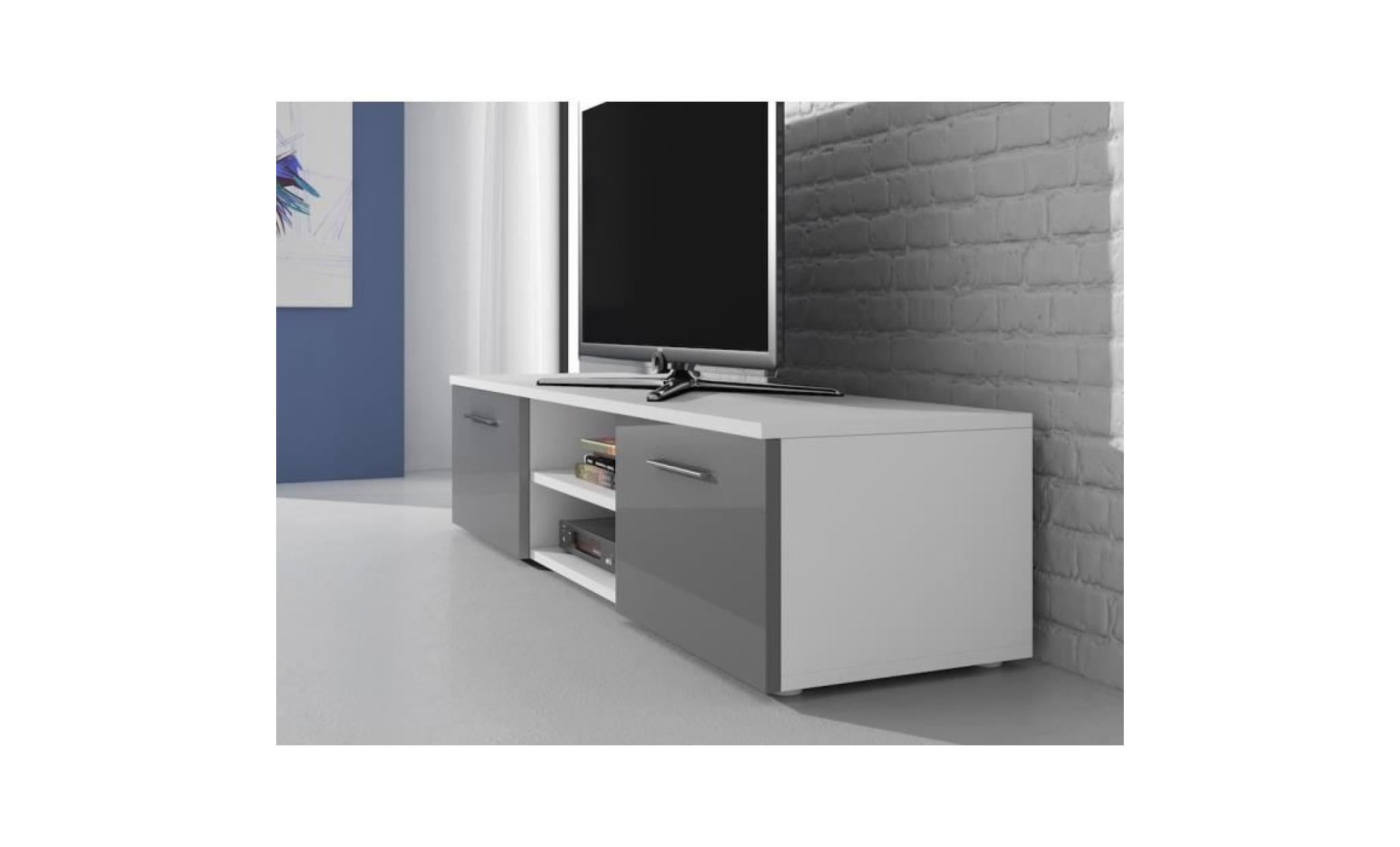 vegas meuble tv contemporain décor blanc et gris    150 cm pas cher