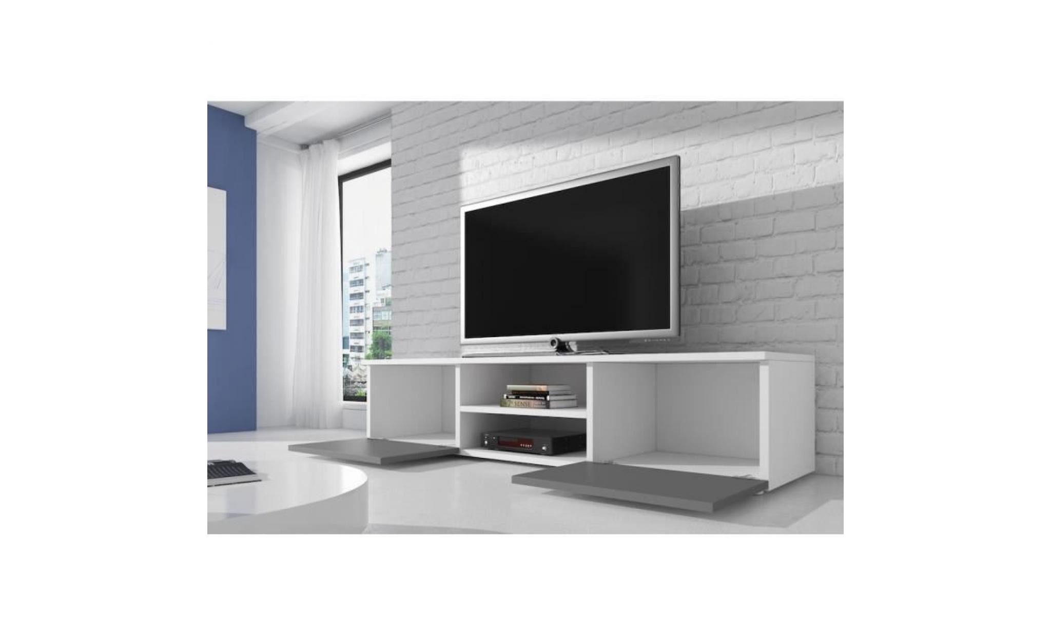 vegas meuble tv contemporain décor blanc et gris    150 cm pas cher