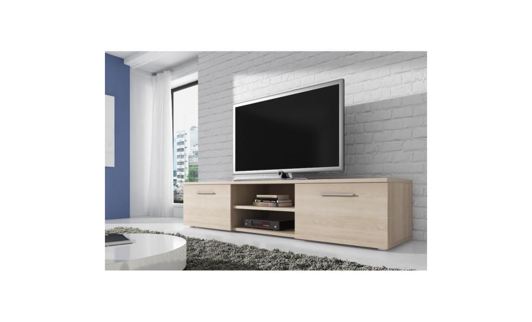 vegas meuble tv contemporain décor chêne clair   150 cm