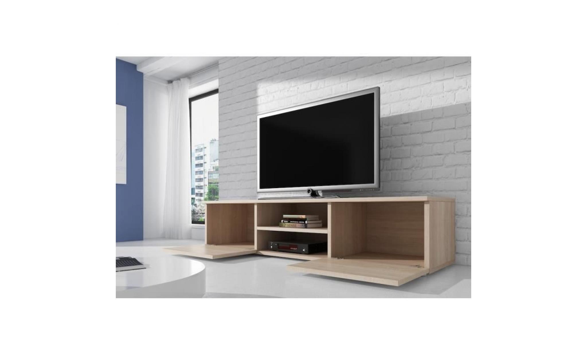 vegas meuble tv contemporain décor chêne clair   150 cm pas cher