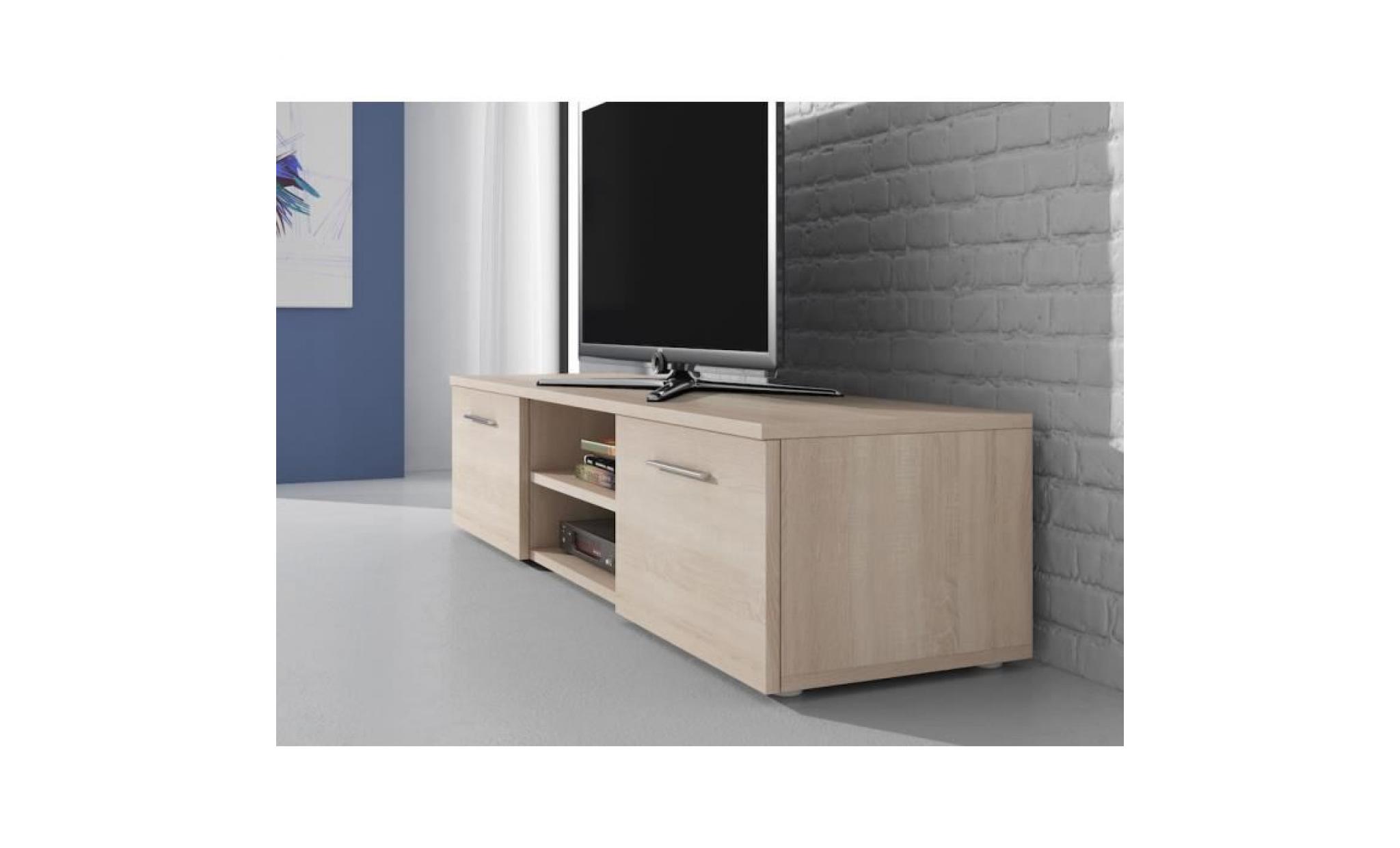 vegas meuble tv contemporain décor chêne clair   150 cm pas cher