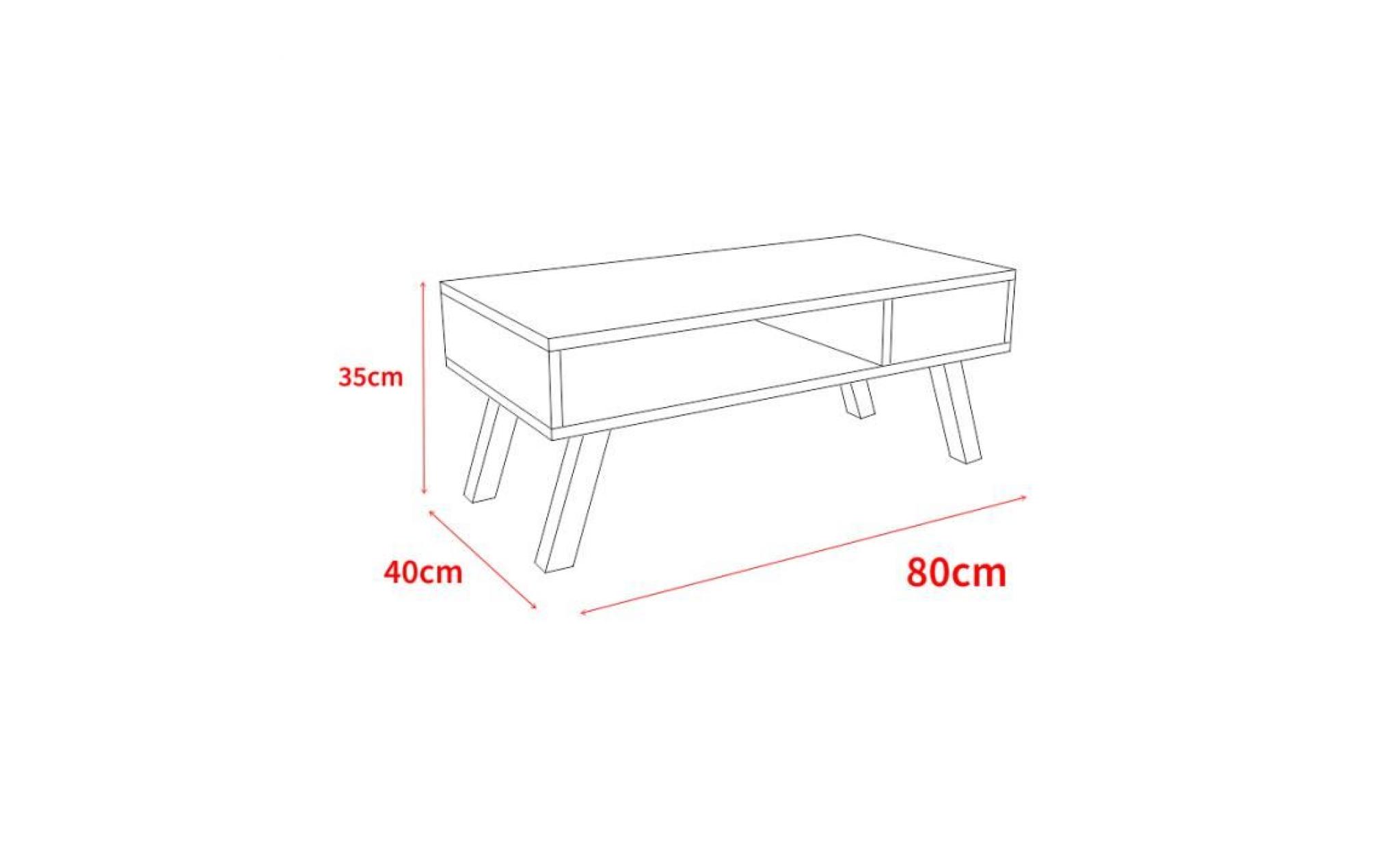 table basse scandinave / table basse bois   vero bois   80 cm   blanc mat / effet chêne   style scandinave   style nordique pas cher