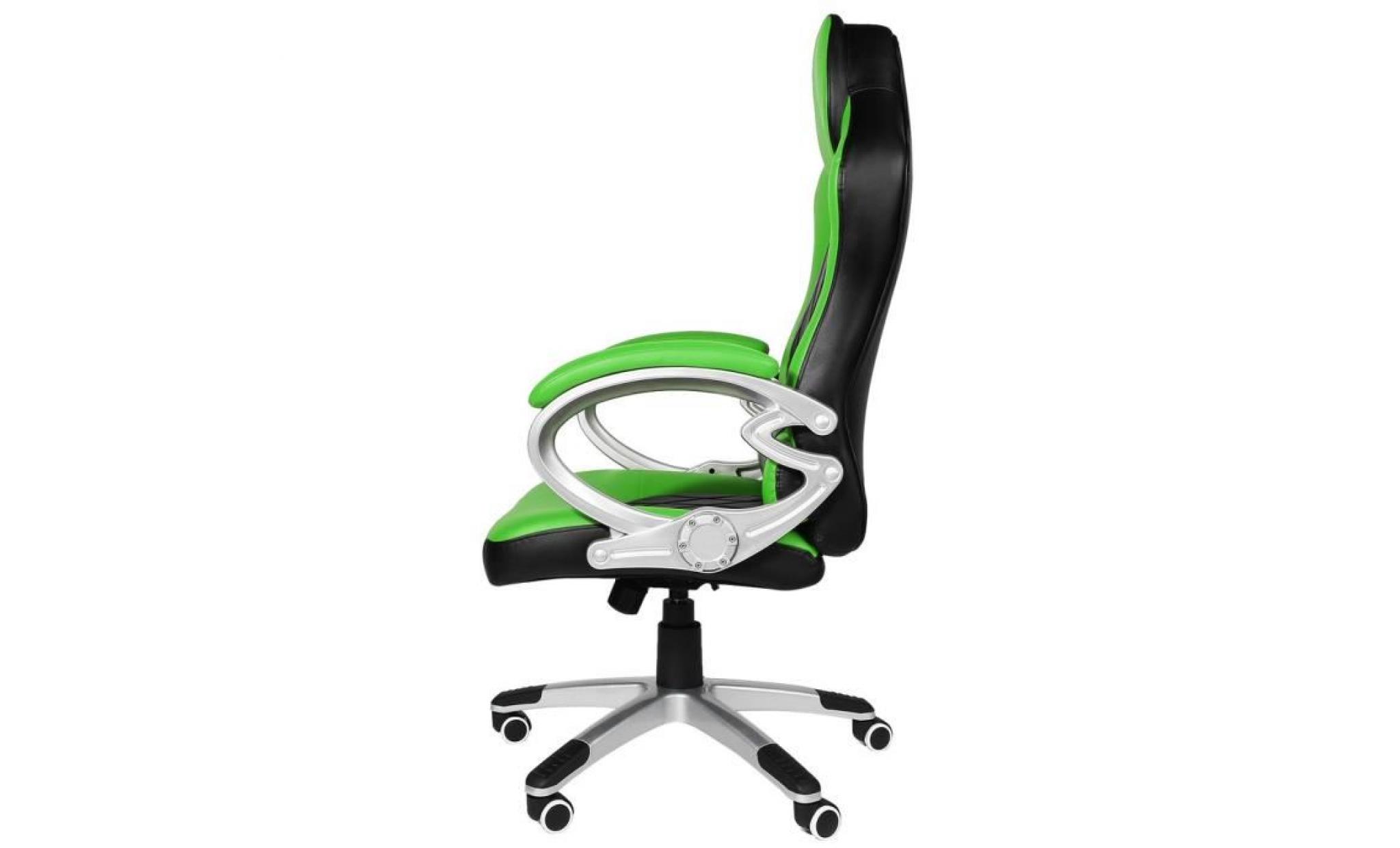 vert et noir fauteuil pivotant gamer chaise en pu cuir hauteur réglable pas cher
