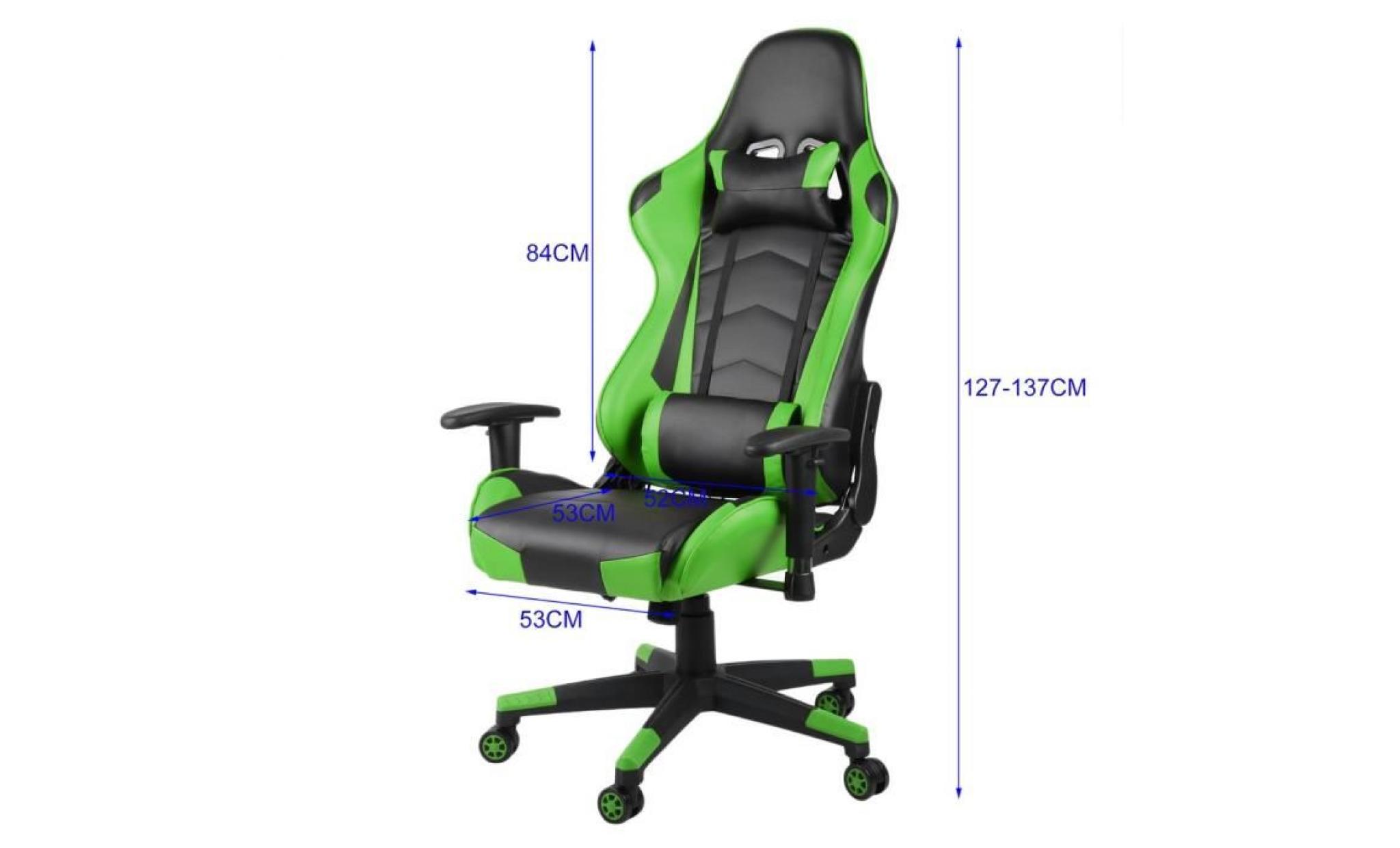 vert jeunesse gamer fauteuil de jeu youtubeur indispensable pu cuir pivotant de bureau/maison/cybercafé pas cher
