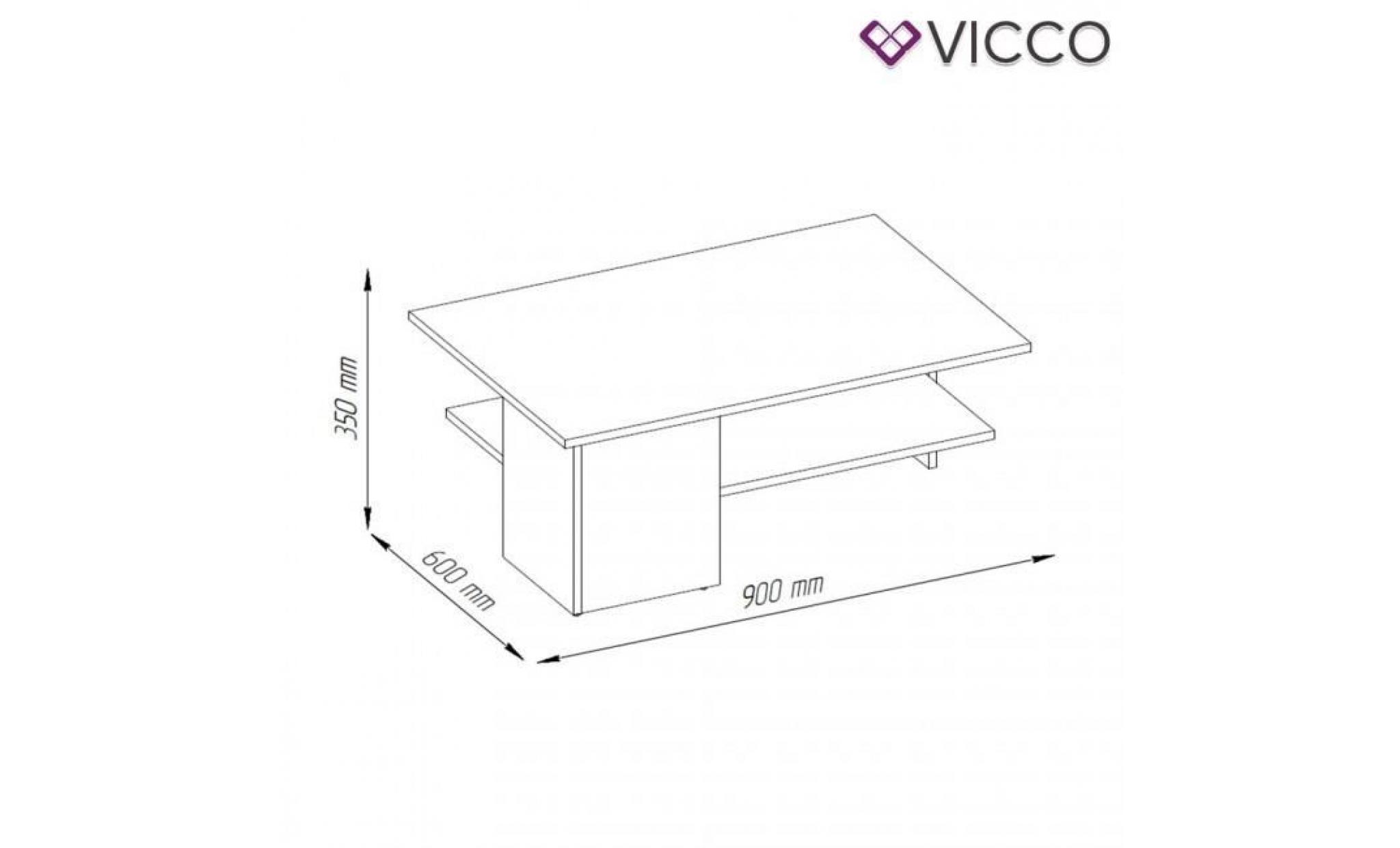 vicco table basse demis 90x60cm anthracite / blanc pas cher
