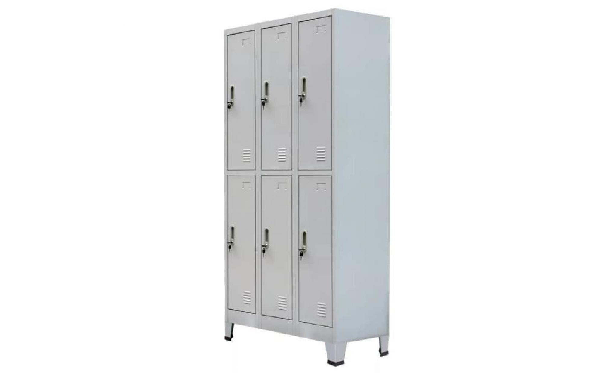vidaxl armoire à casiers avec 6 compartiments acier 90x45x180 cm gris