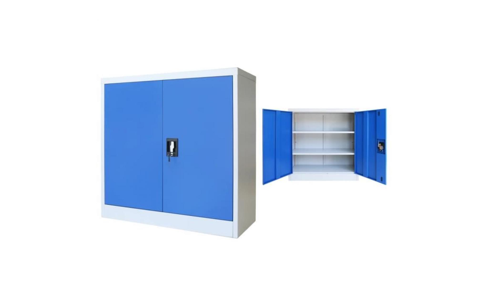 vidaxl armoire de bureau métal 90 x 40 x 90 cm gris et bleu