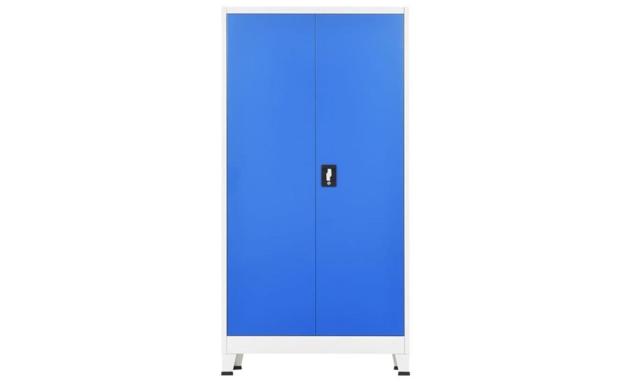 vidaxl armoire de vestiaire 2 portes métal 90x40x180 cm gris et bleu pas cher