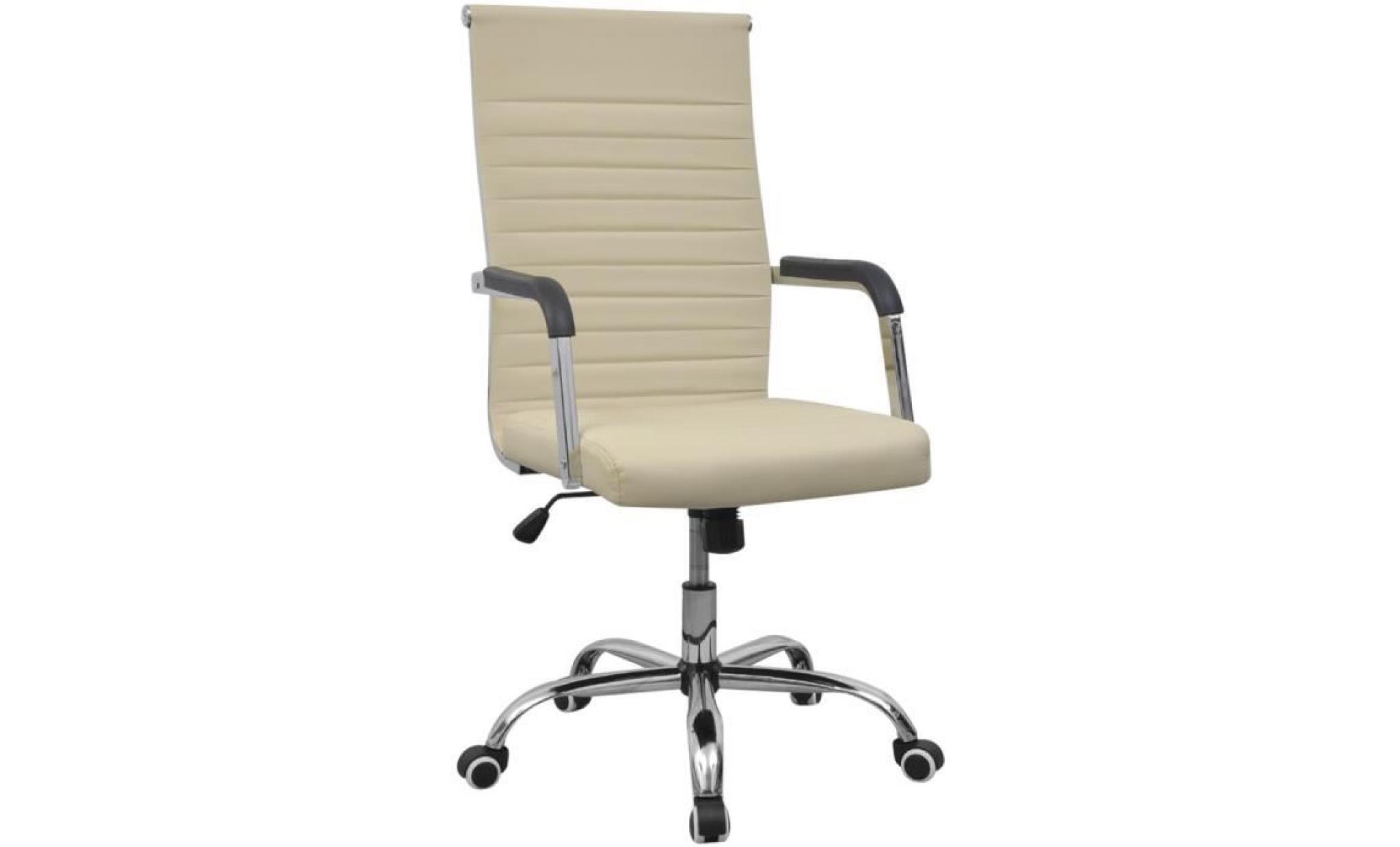 vidaxl chaise de bureau en cuir artificiel 55x63 cm crème
