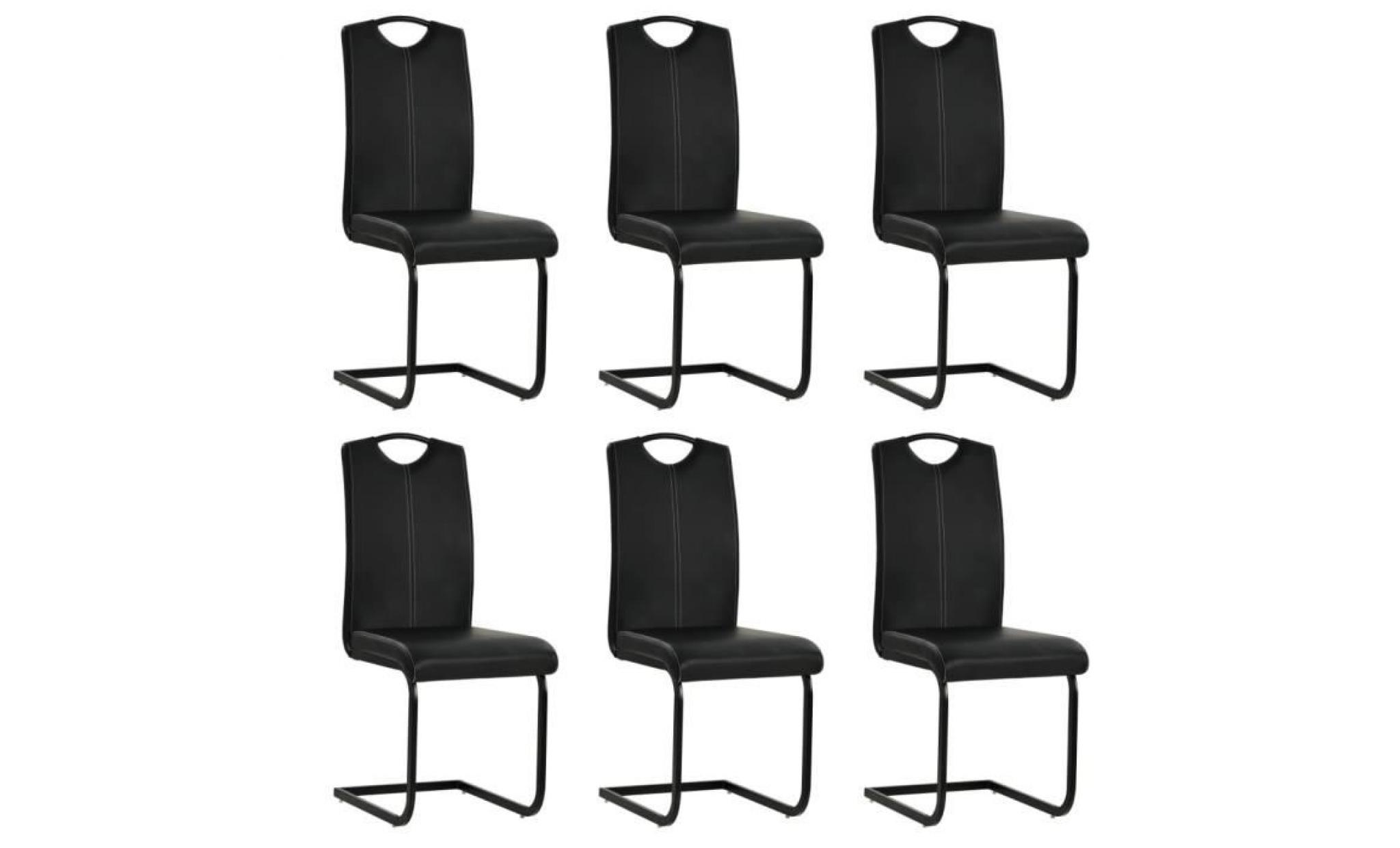 vidaxl chaise de salle à manger 6 pcs cuir artificiel 43x55x100cm noir
