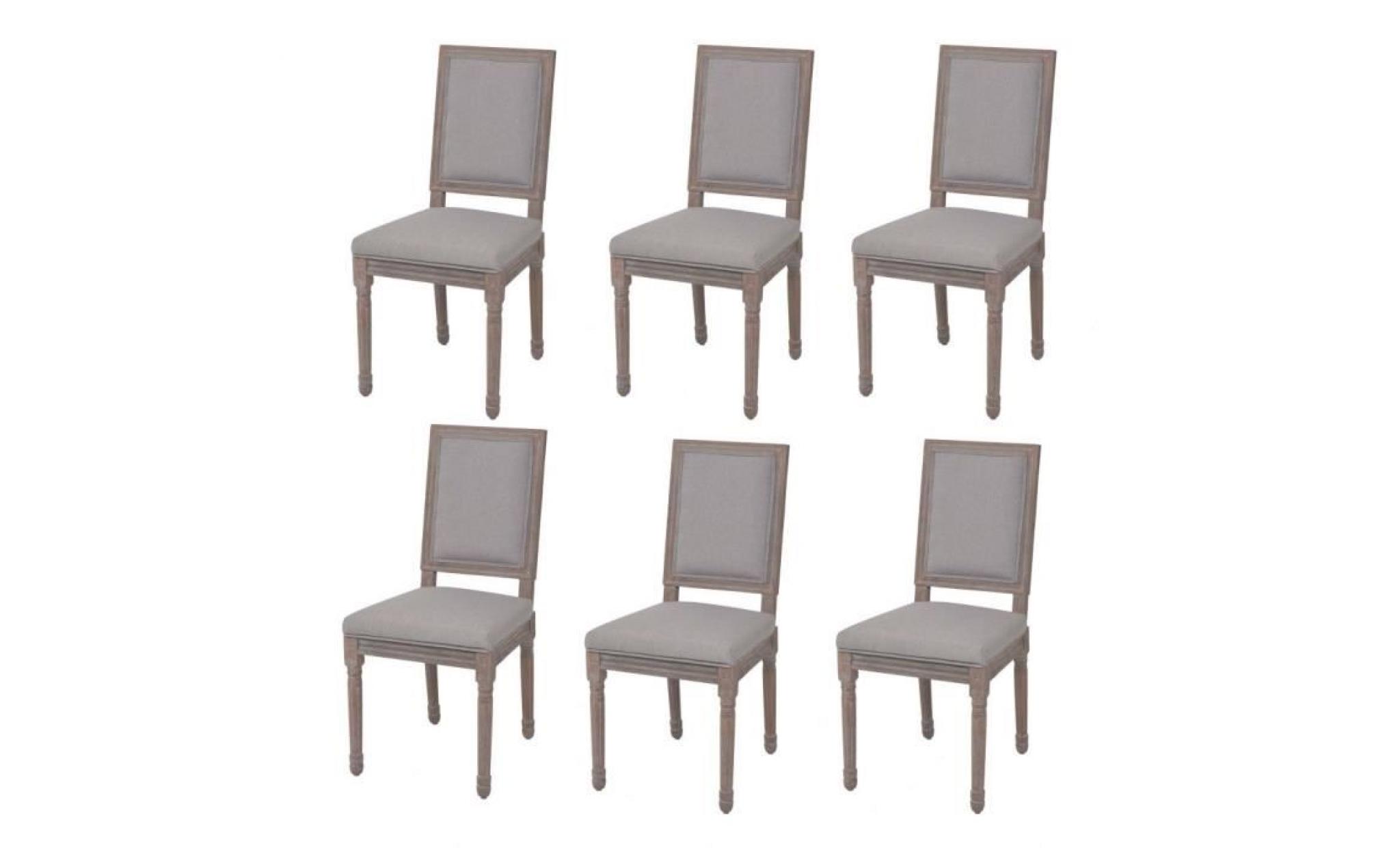 vidaxl chaise de salle à manger 6 pcs lin 47 x 58 x 98 cm gris clair