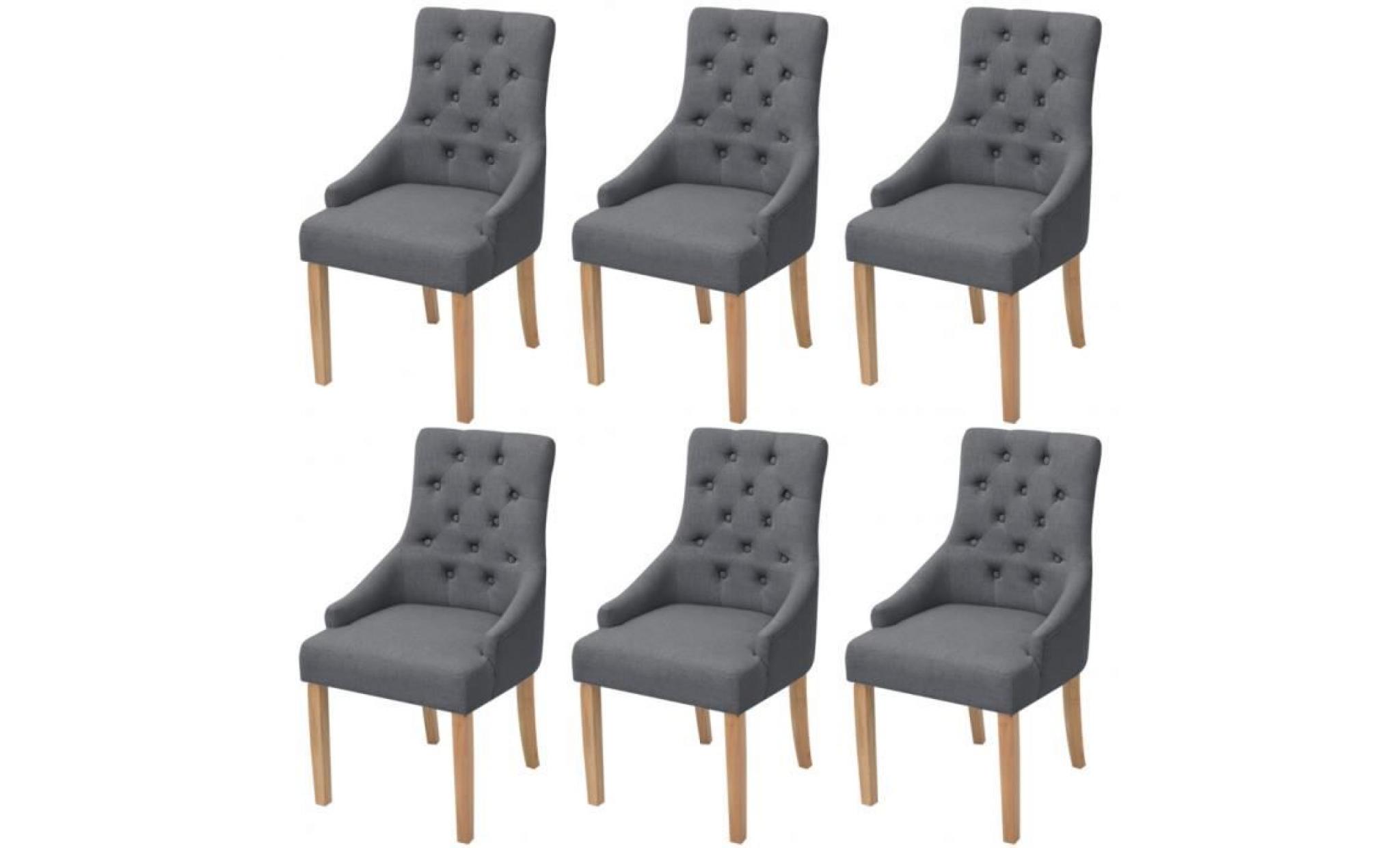 vidaxl chaises de salle à manger 6 pcs bois de chêne tissu gris foncé