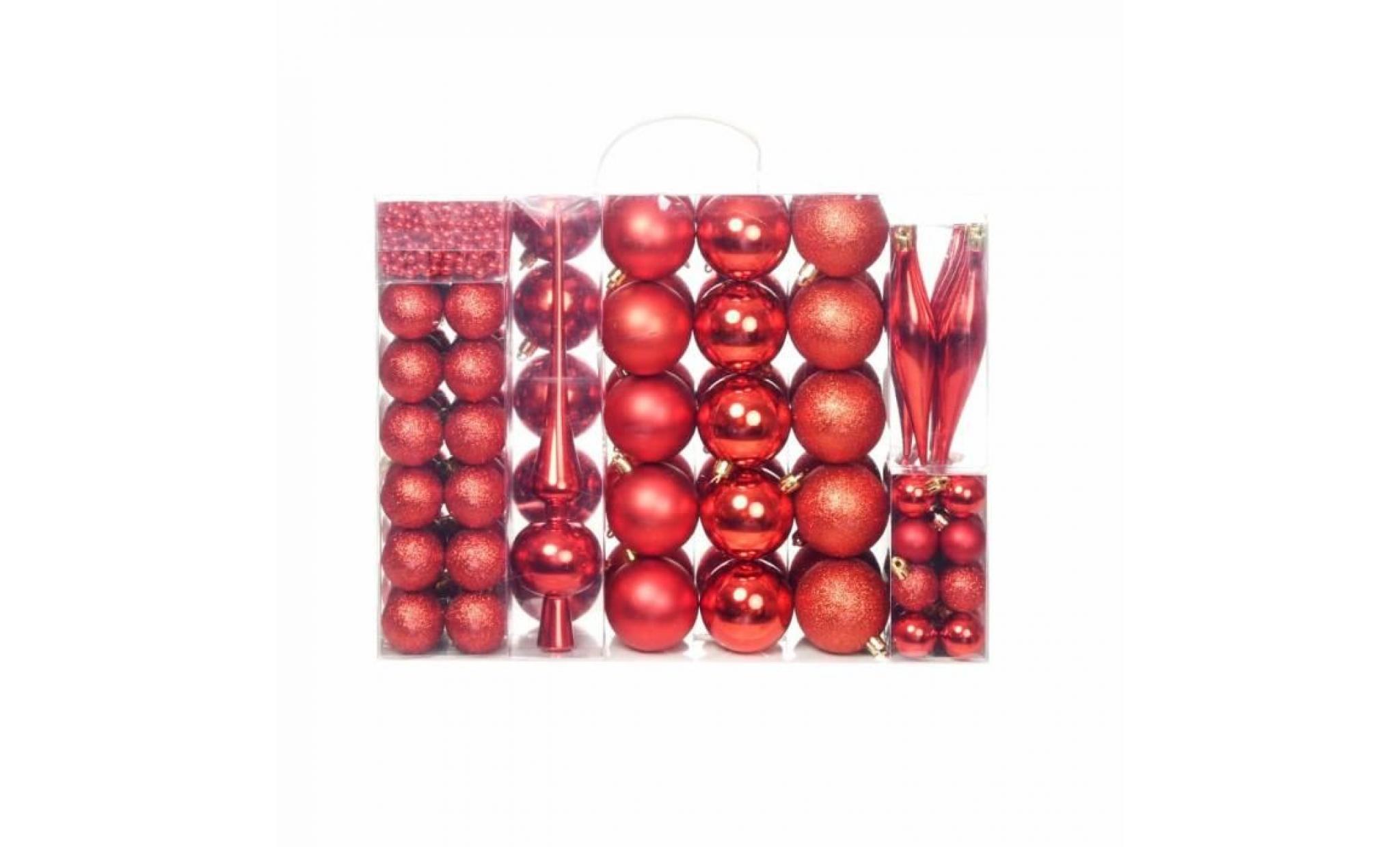 vidaxl ensemble de boules de noël 113 pcs 6 cm rouge