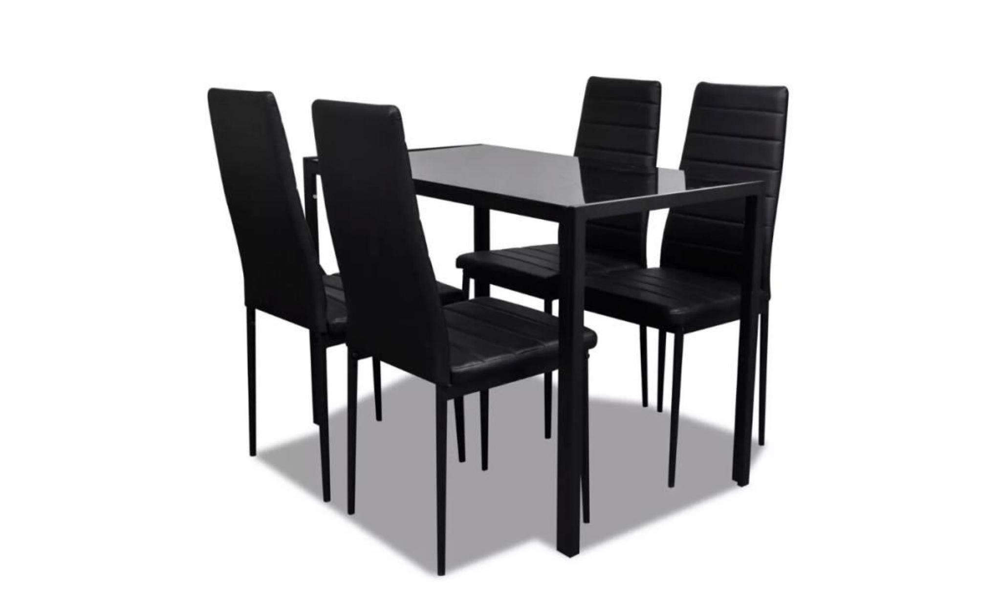vidaxl ensemble de table pour salle à manger cinq pièces noir 1 table et 4 chaises