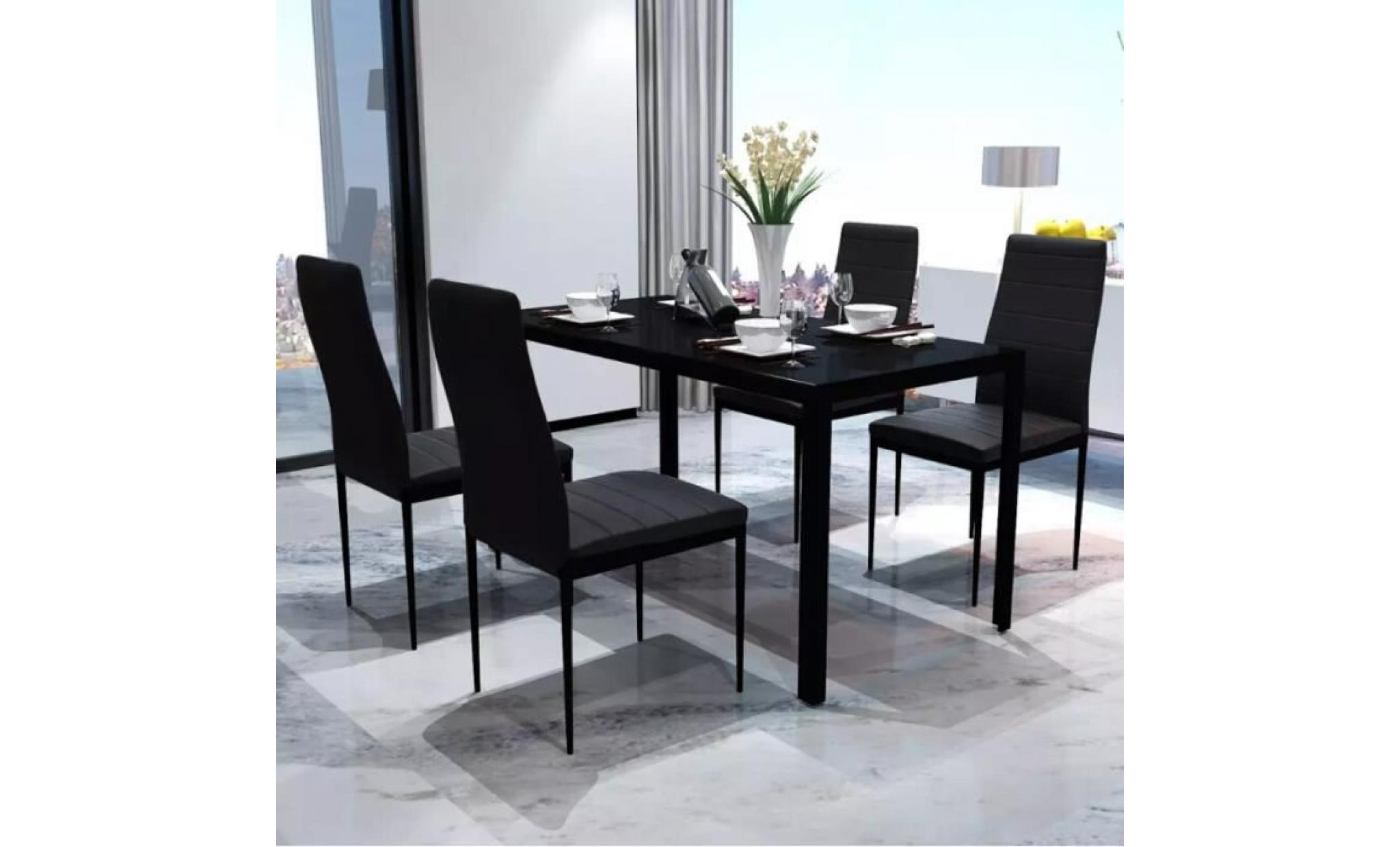 vidaxl ensemble de table pour salle à manger cinq pièces noir 1 table et 4 chaises pas cher