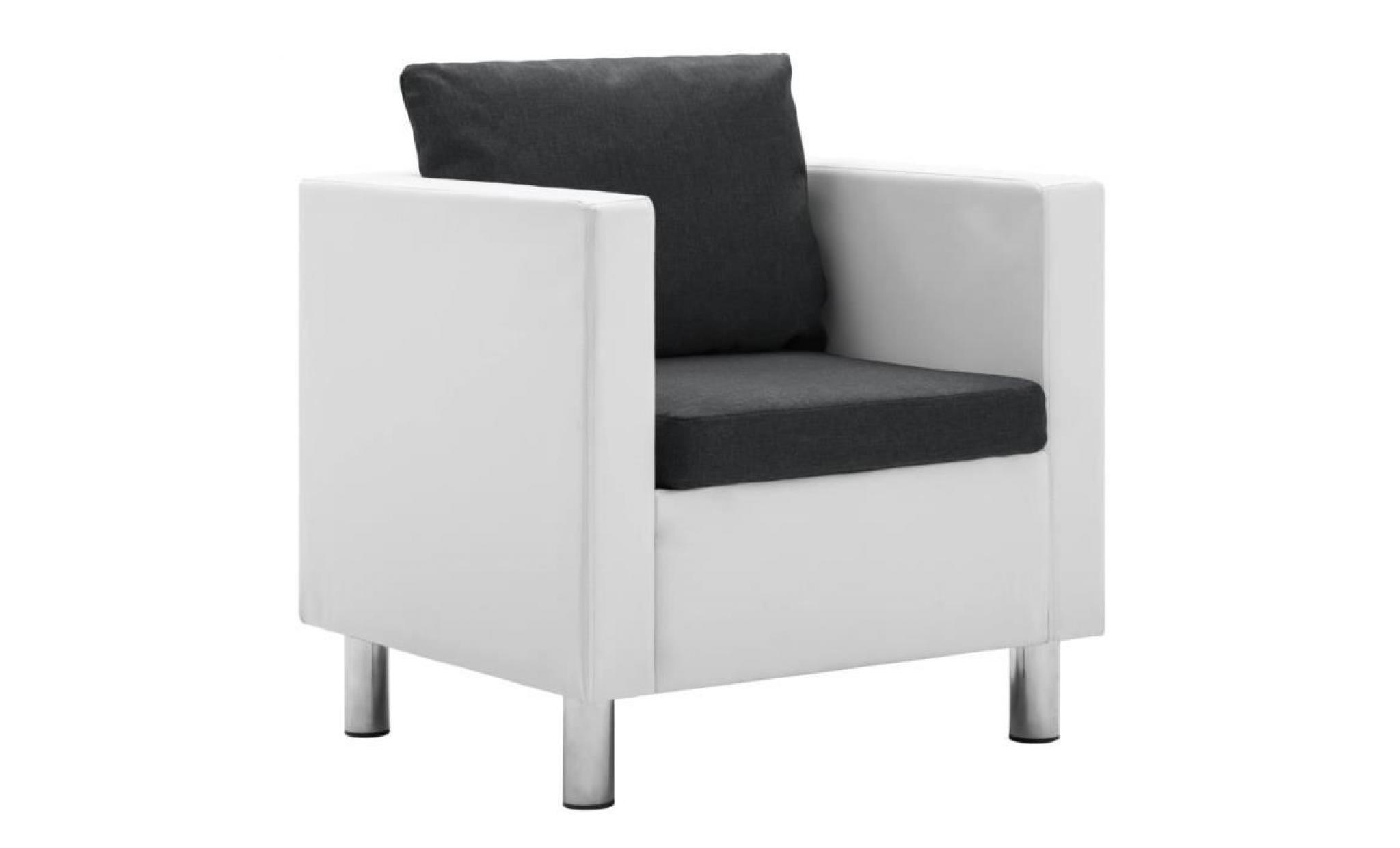 vidaxl fauteuil similicuir blanc et gris foncé