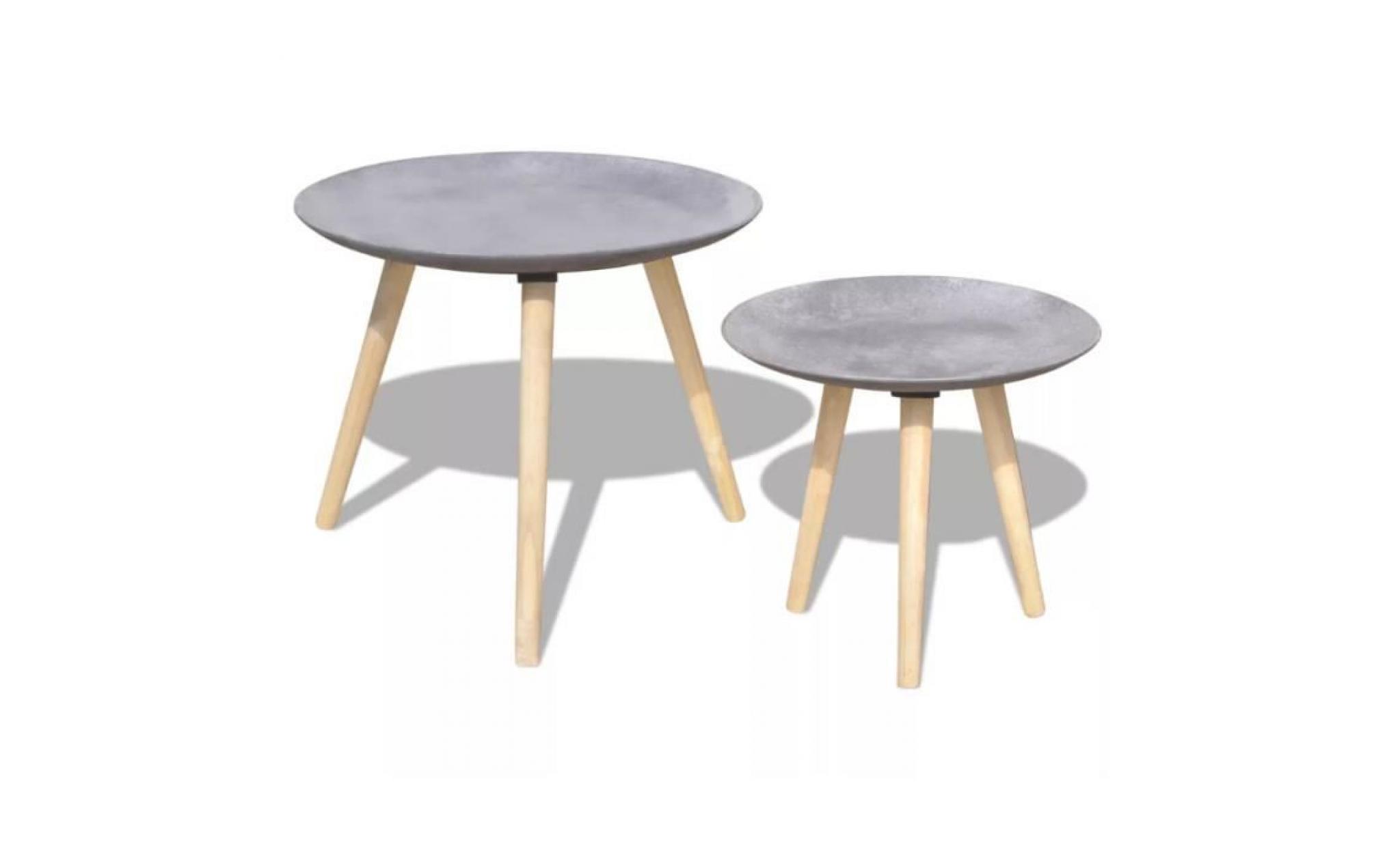 vidaxl lot de 2 table basse style scandinave   gris