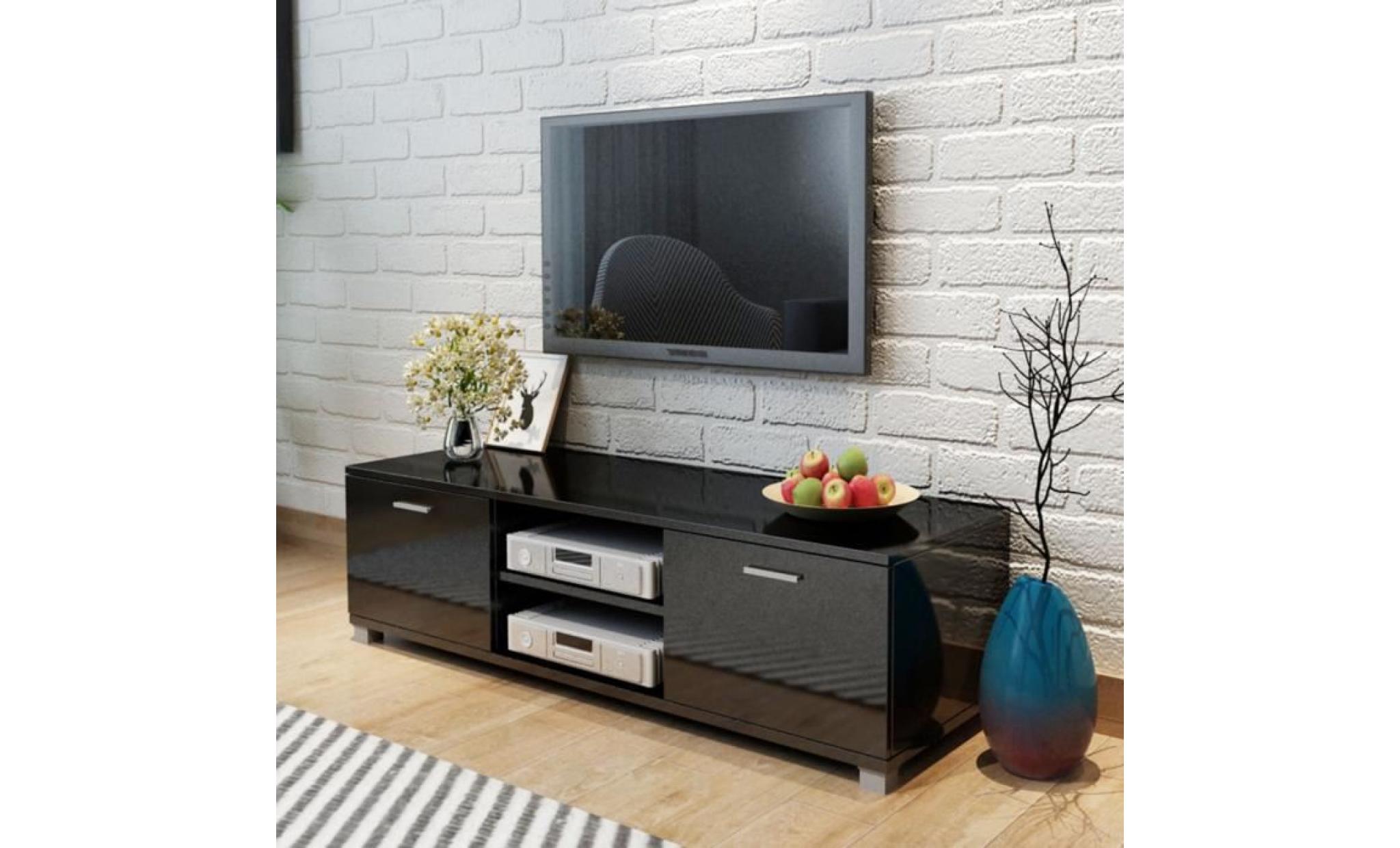 vidaxl meuble tv noir brillant 140 x 40,3 34,7 cm pas cher