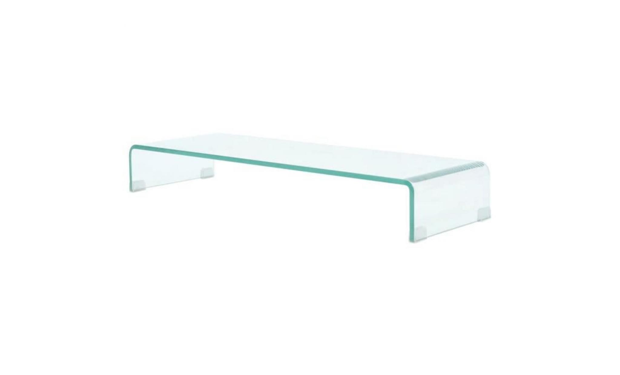 vidaxl meuble tv   pour moniteur 90 x 30 x 13 cm verre transparent