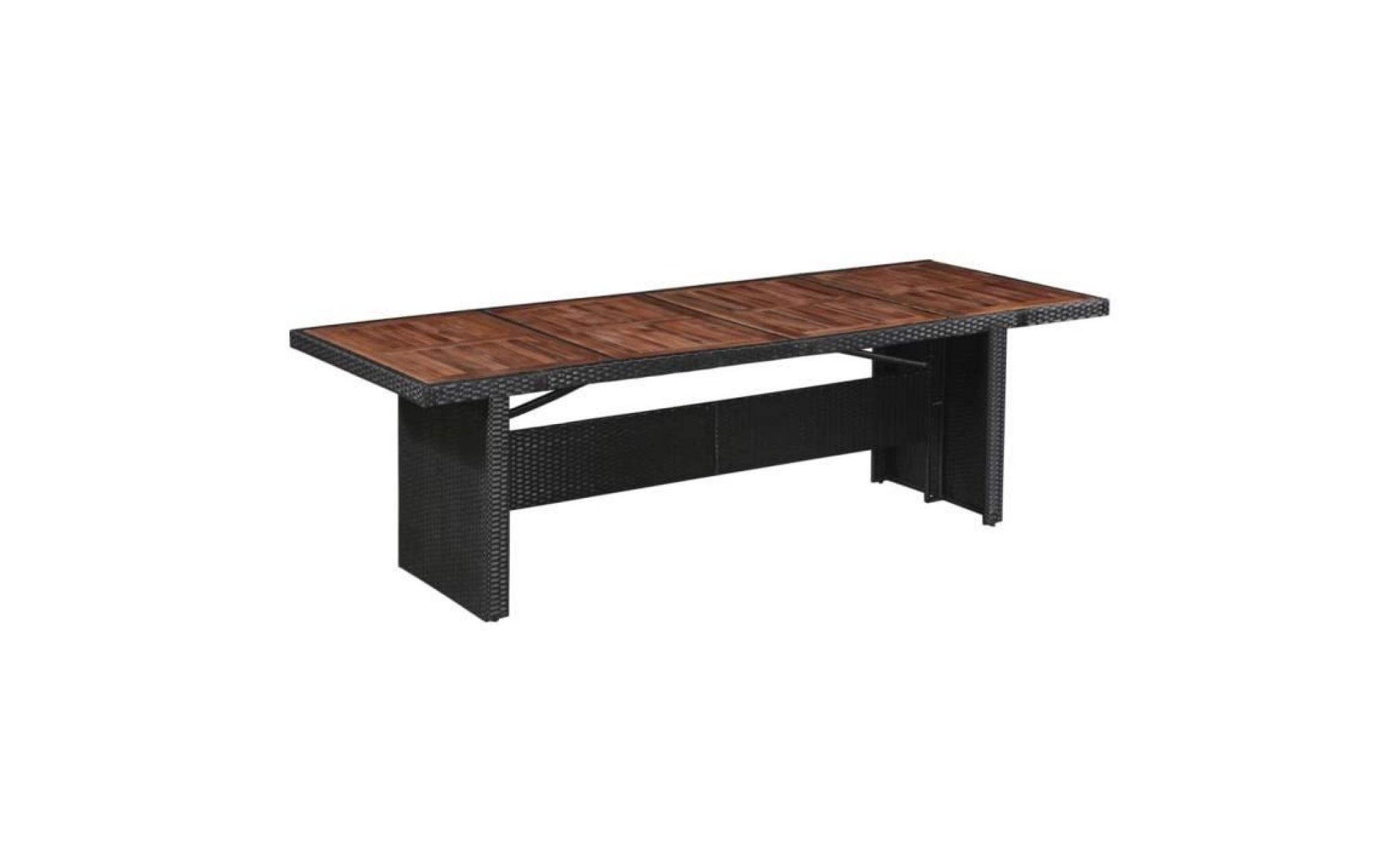 vidaxl table à manger d'extérieur résine tressée et bois 240x90x74 cm