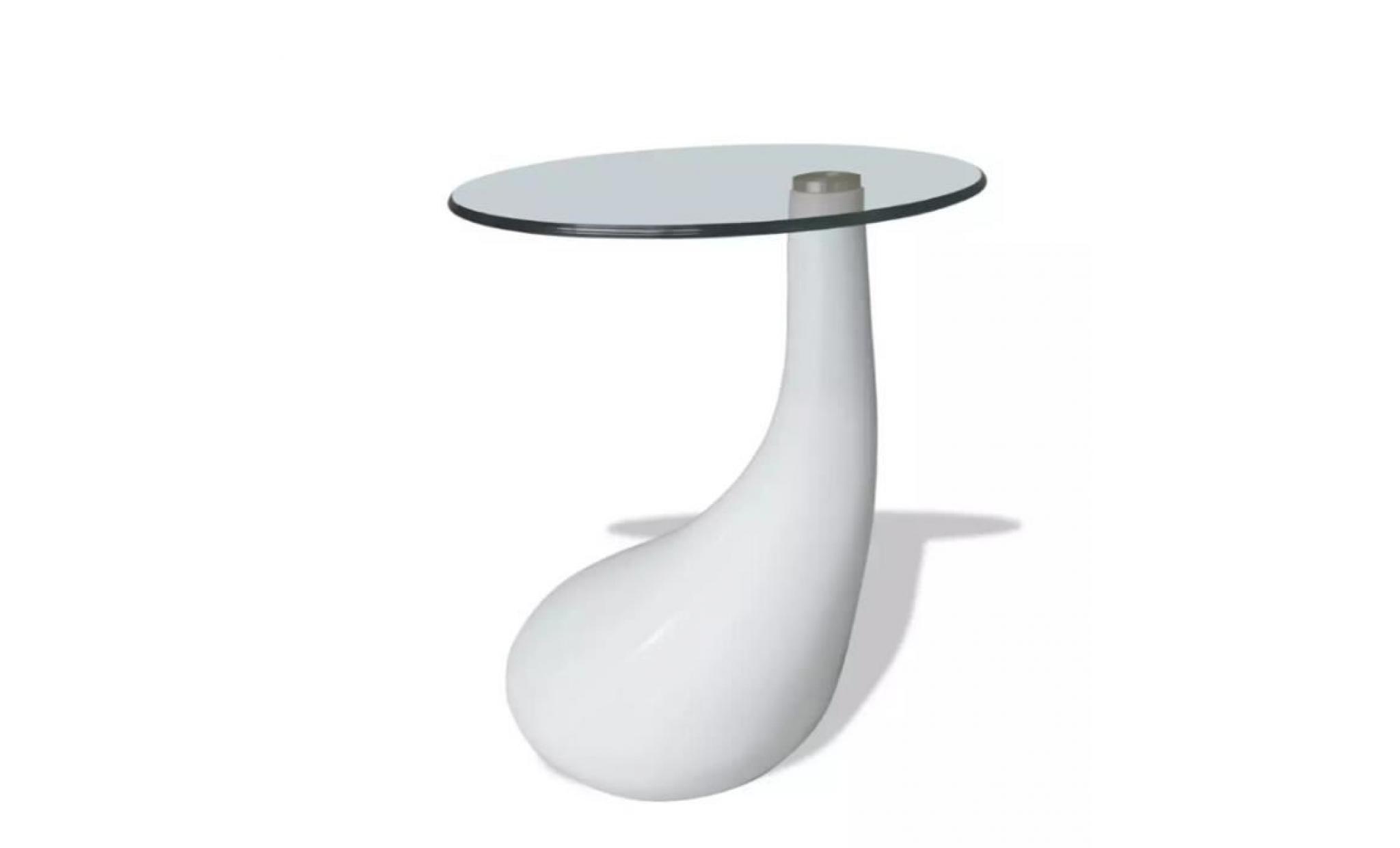 vidaxl table basse avec plateau en verre rond   blanc pas cher