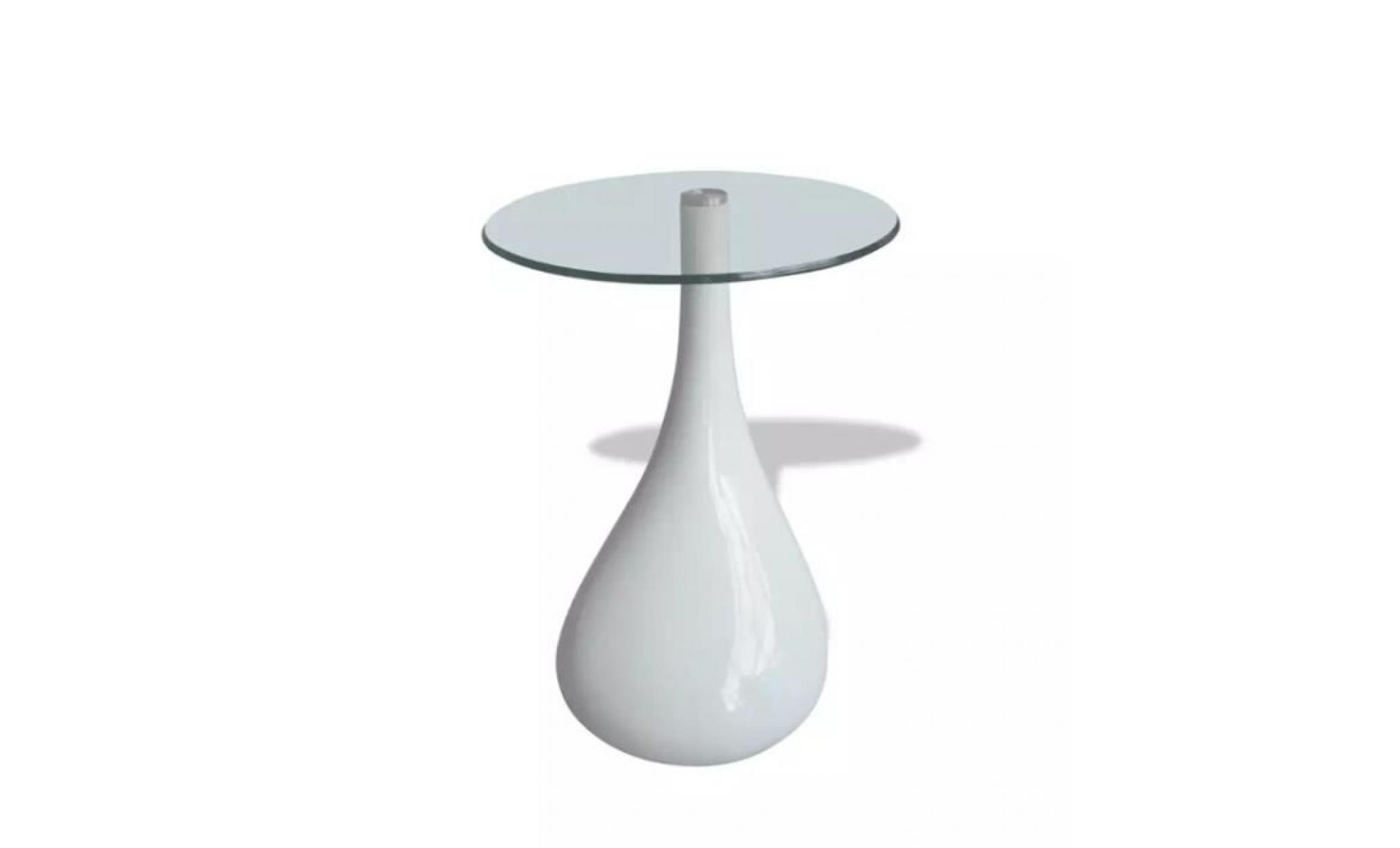 vidaxl table basse avec plateau en verre rond   blanc pas cher