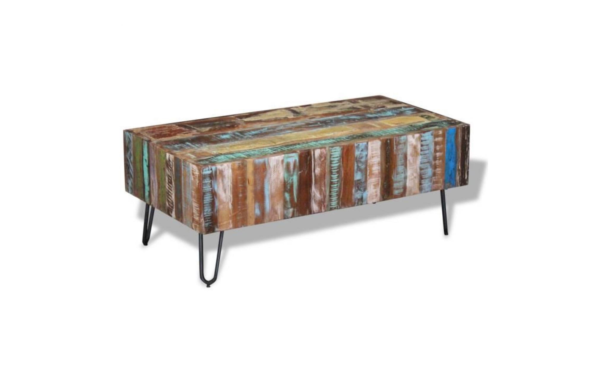 vidaxl table basse bois massif de récupération 100 x 50 x 38 cm