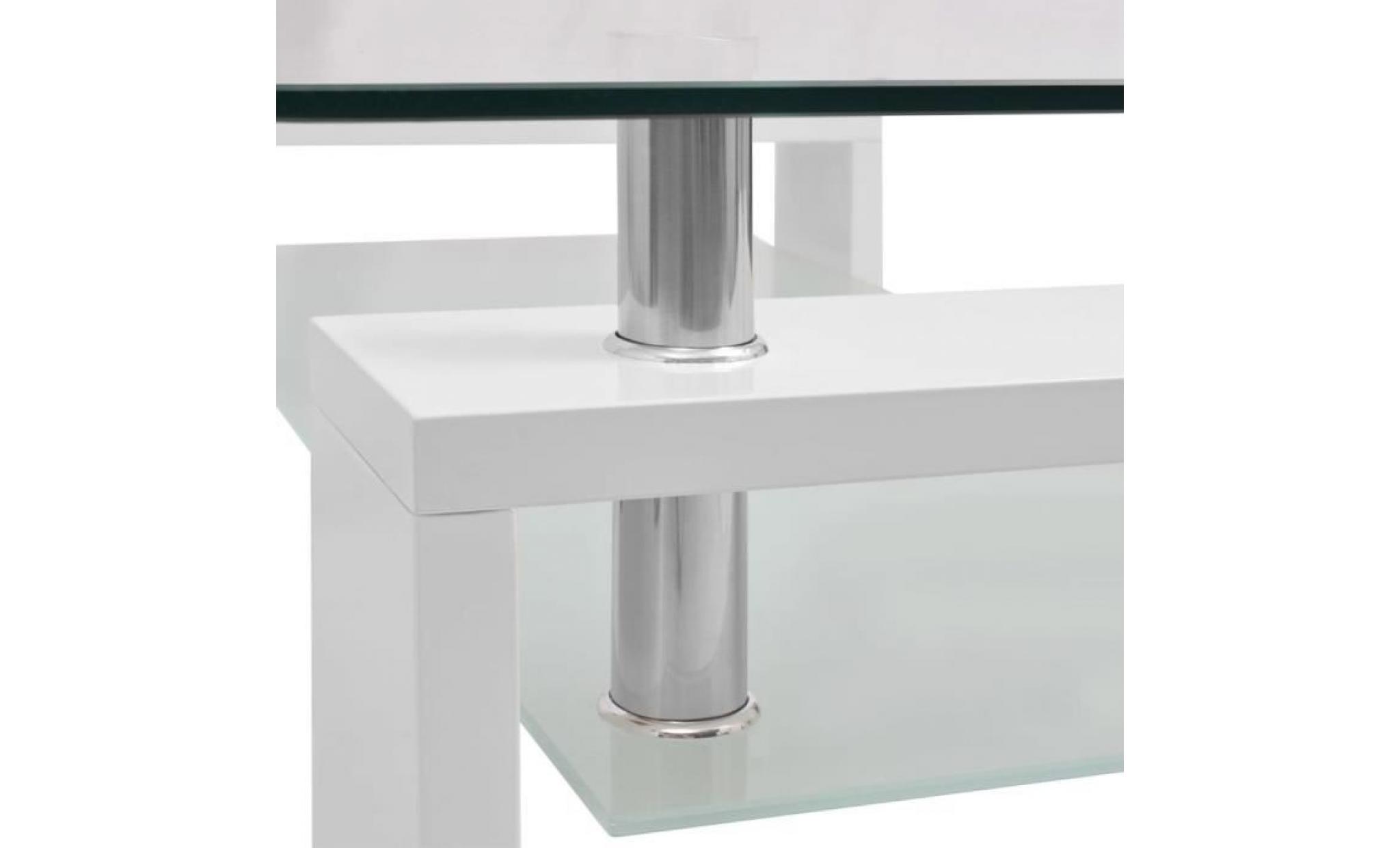 vidaxl table basse haute brillance avec étagère inférieure 110x60x40cm pas cher