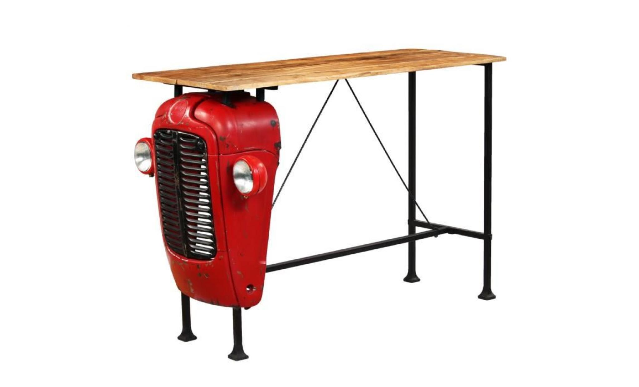 vidaxl table de bar bois de manguier 60x150x107 cm rouge tracteur