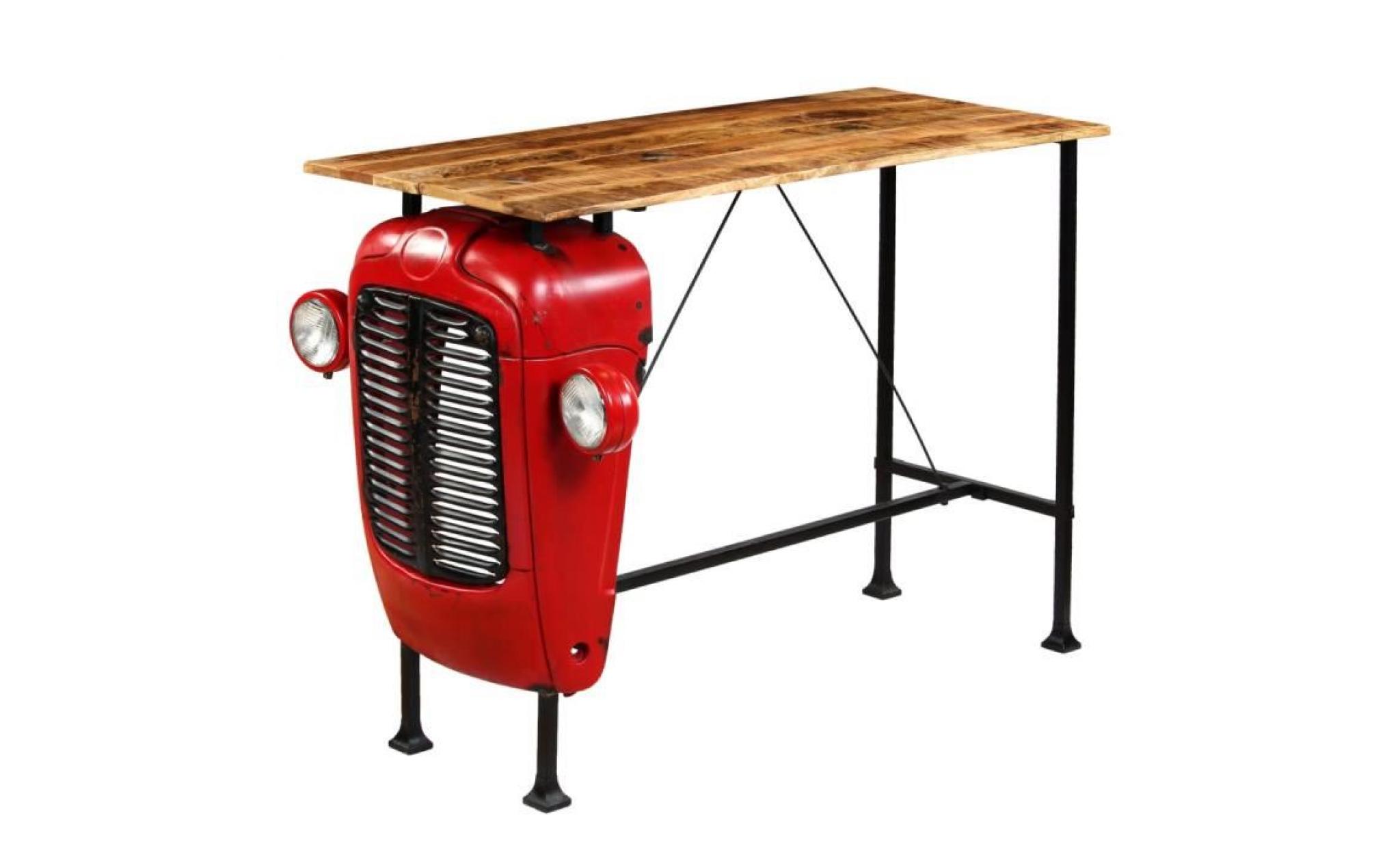 vidaxl table de bar bois de manguier 60x150x107 cm rouge tracteur pas cher