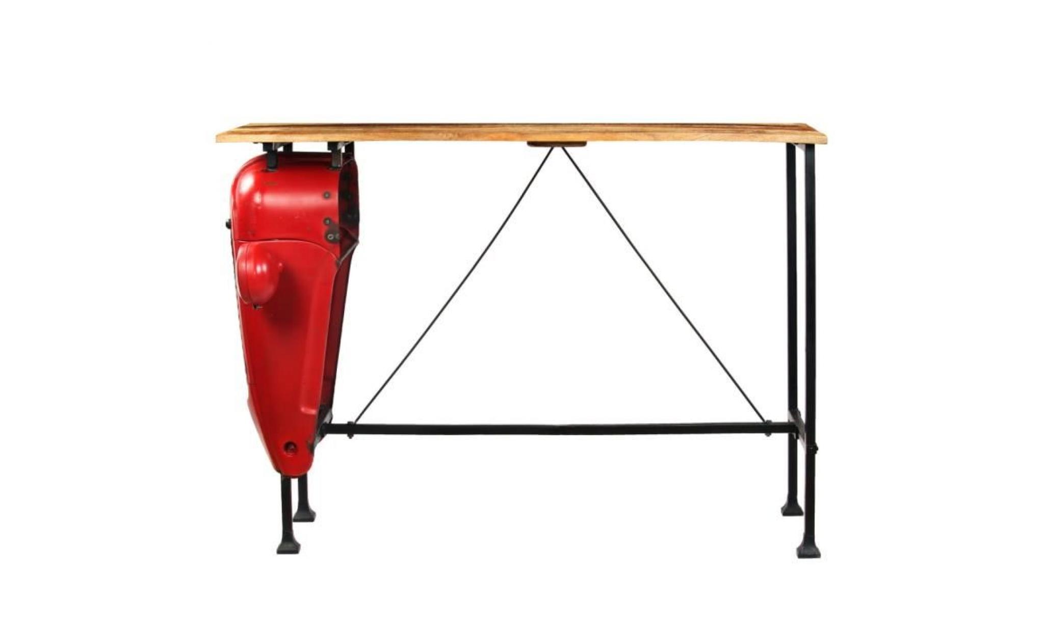 vidaxl table de bar bois de manguier 60x150x107 cm rouge tracteur pas cher