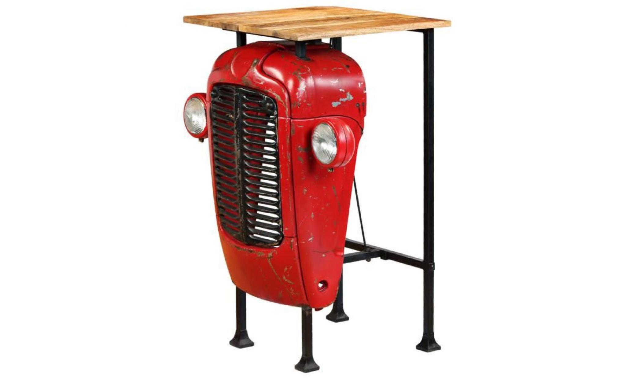 vidaxl table de bar bois de manguier massif 60x60x107cm rouge tracteur pas cher