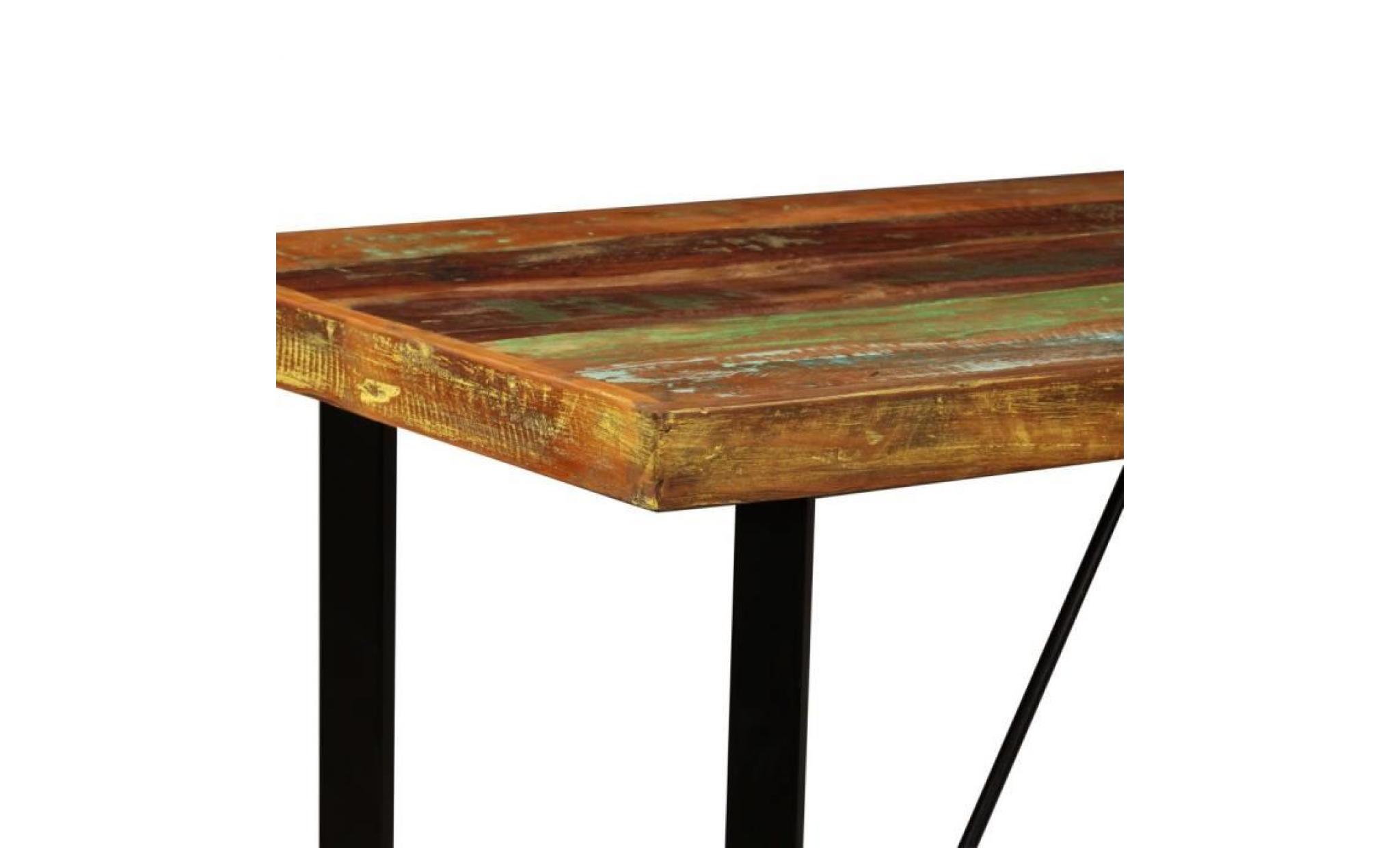 vidaxl table de bar bois massif de récupération 120 x 60 x 107 cm pas cher
