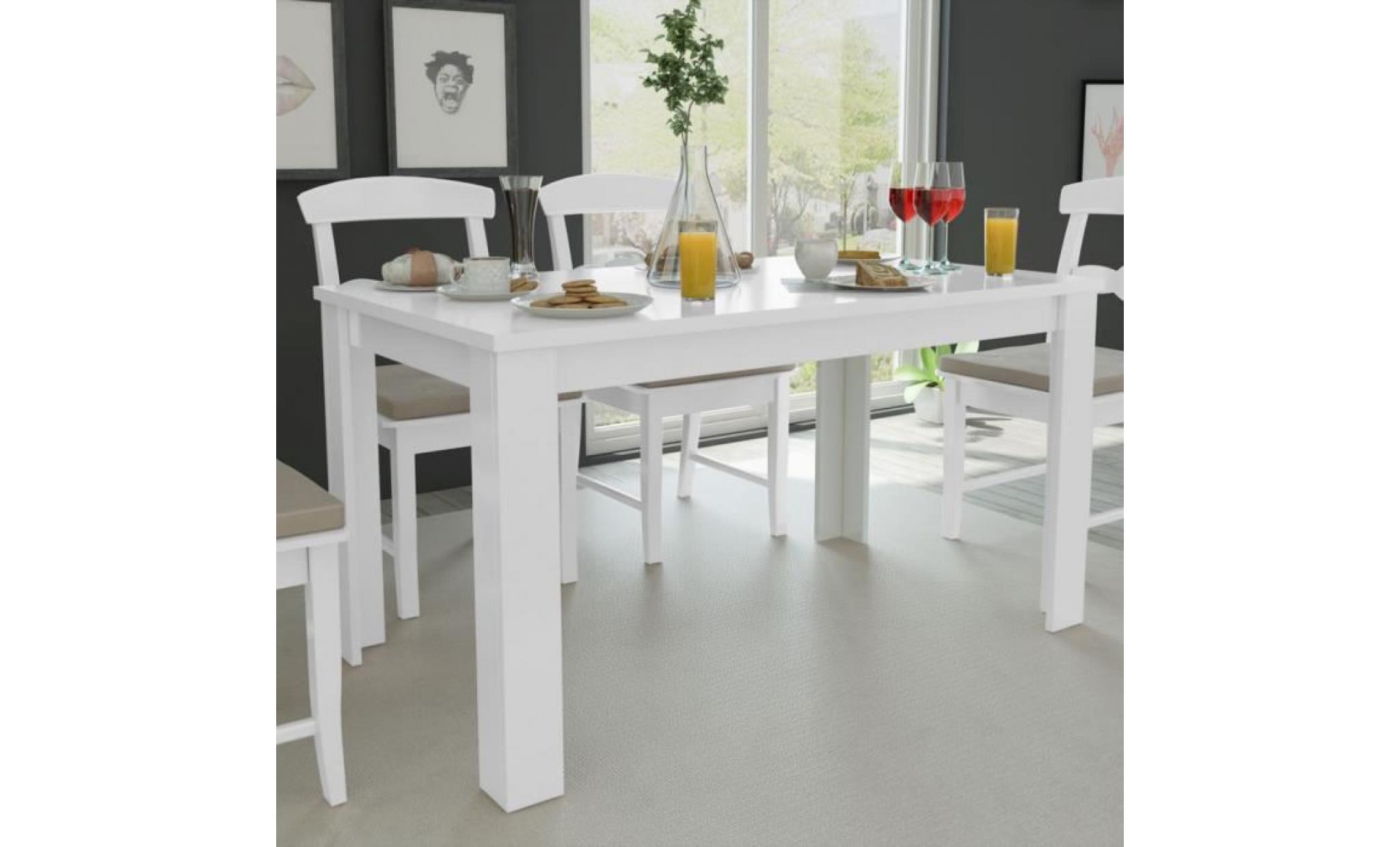 vidaxl table de salle à manger 140 x 80 75 cm blanc pas cher
