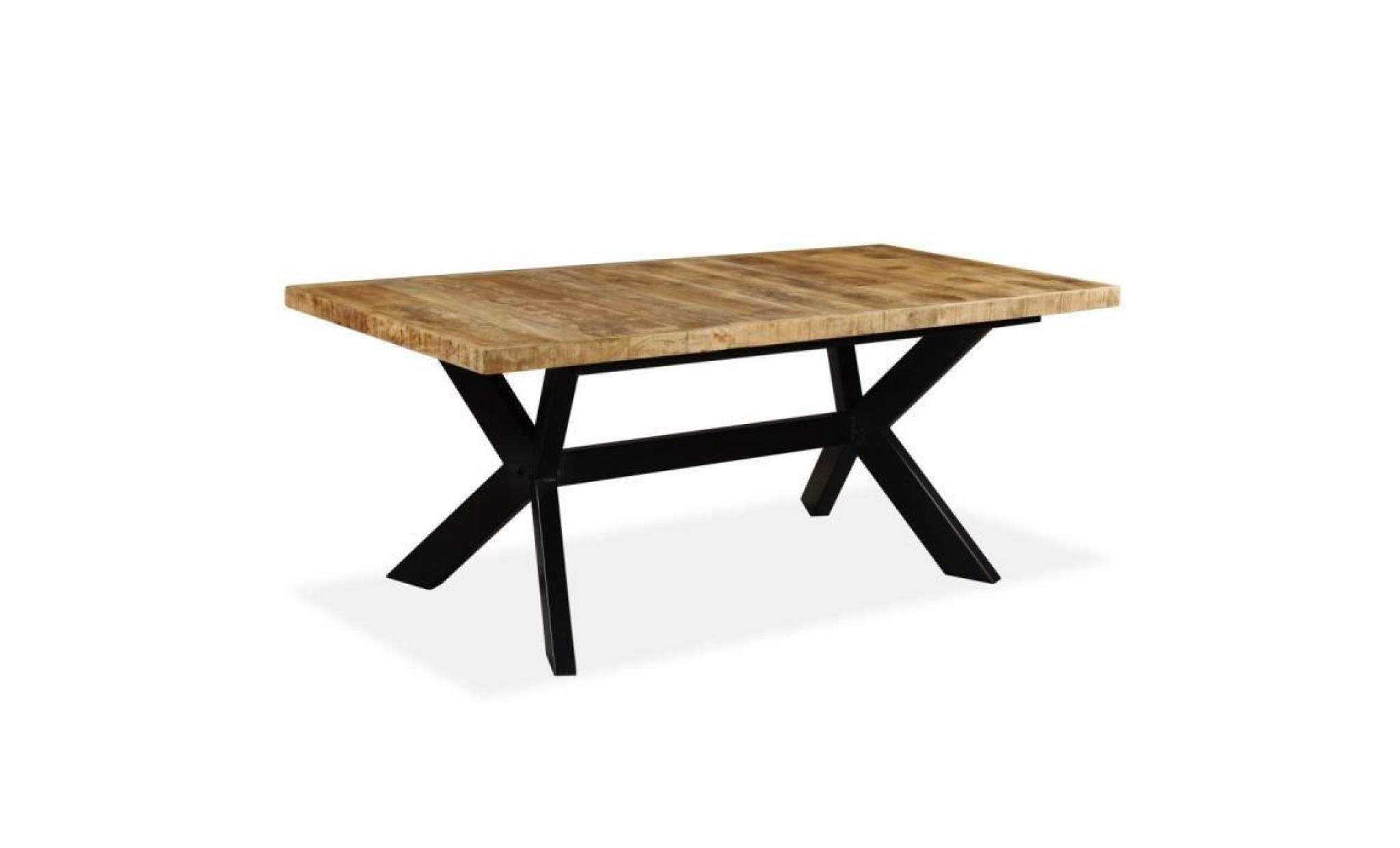vidaxl table de salle à manger bois de manguier acier 180 cm