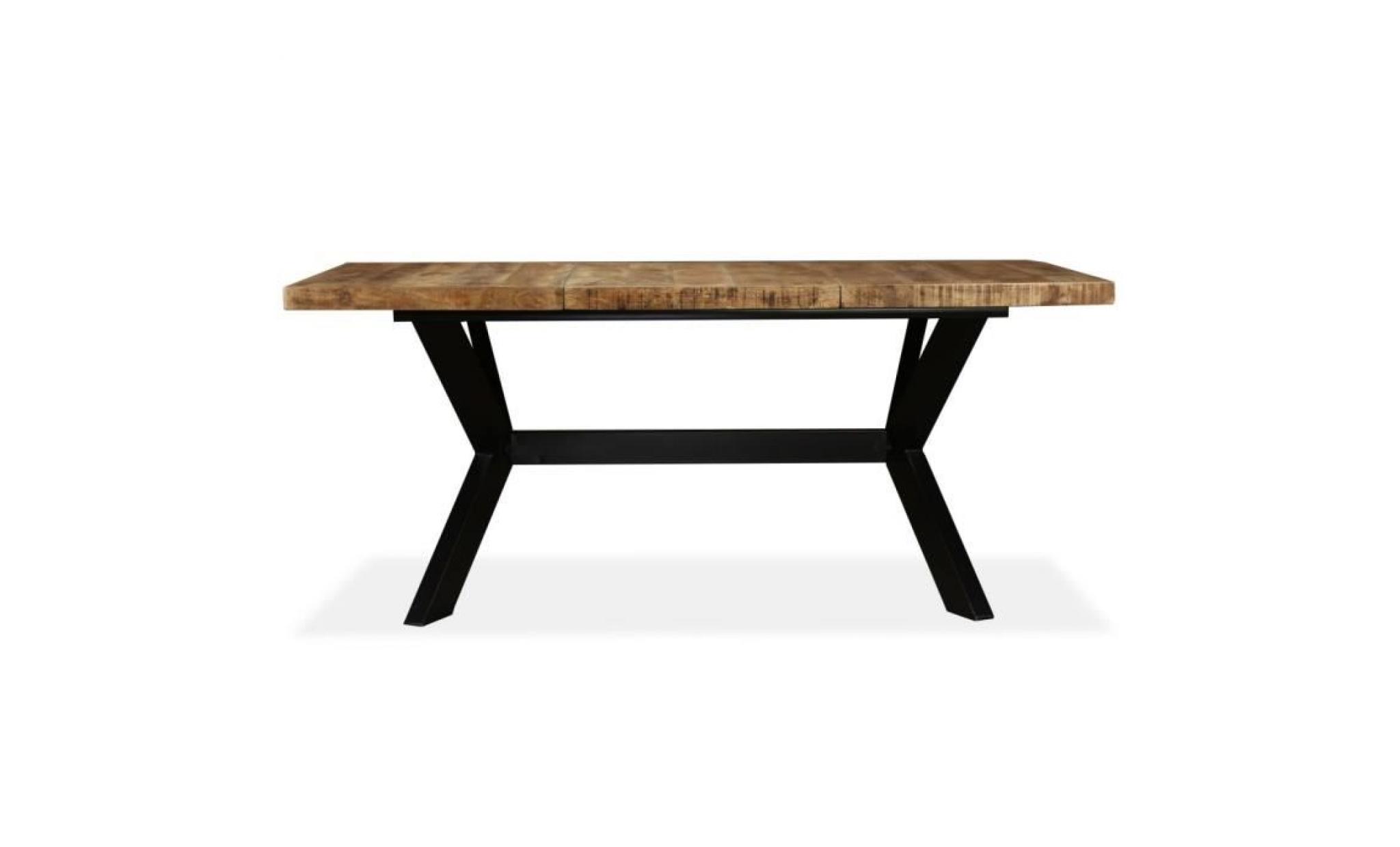 vidaxl table de salle à manger bois de manguier acier 180 cm pas cher