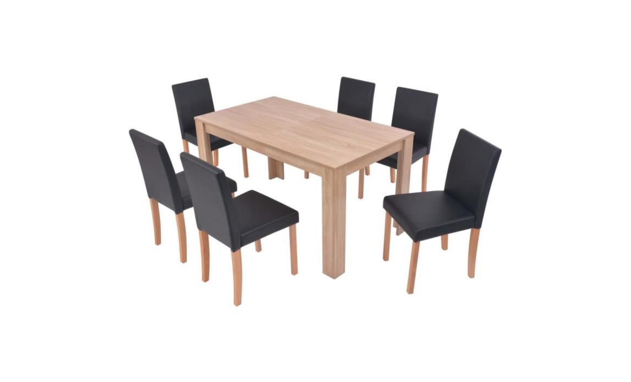 vidaxl table et chaises 7 pcs cuir synthétique chêne marron