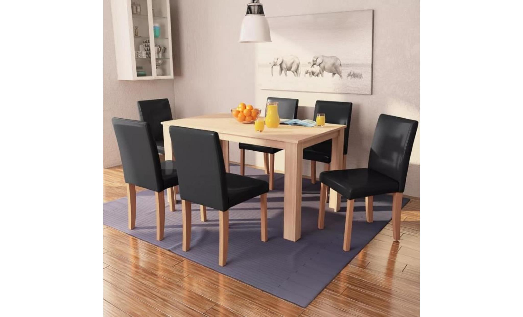 vidaxl table et chaises 7 pcs cuir synthétique chêne marron pas cher