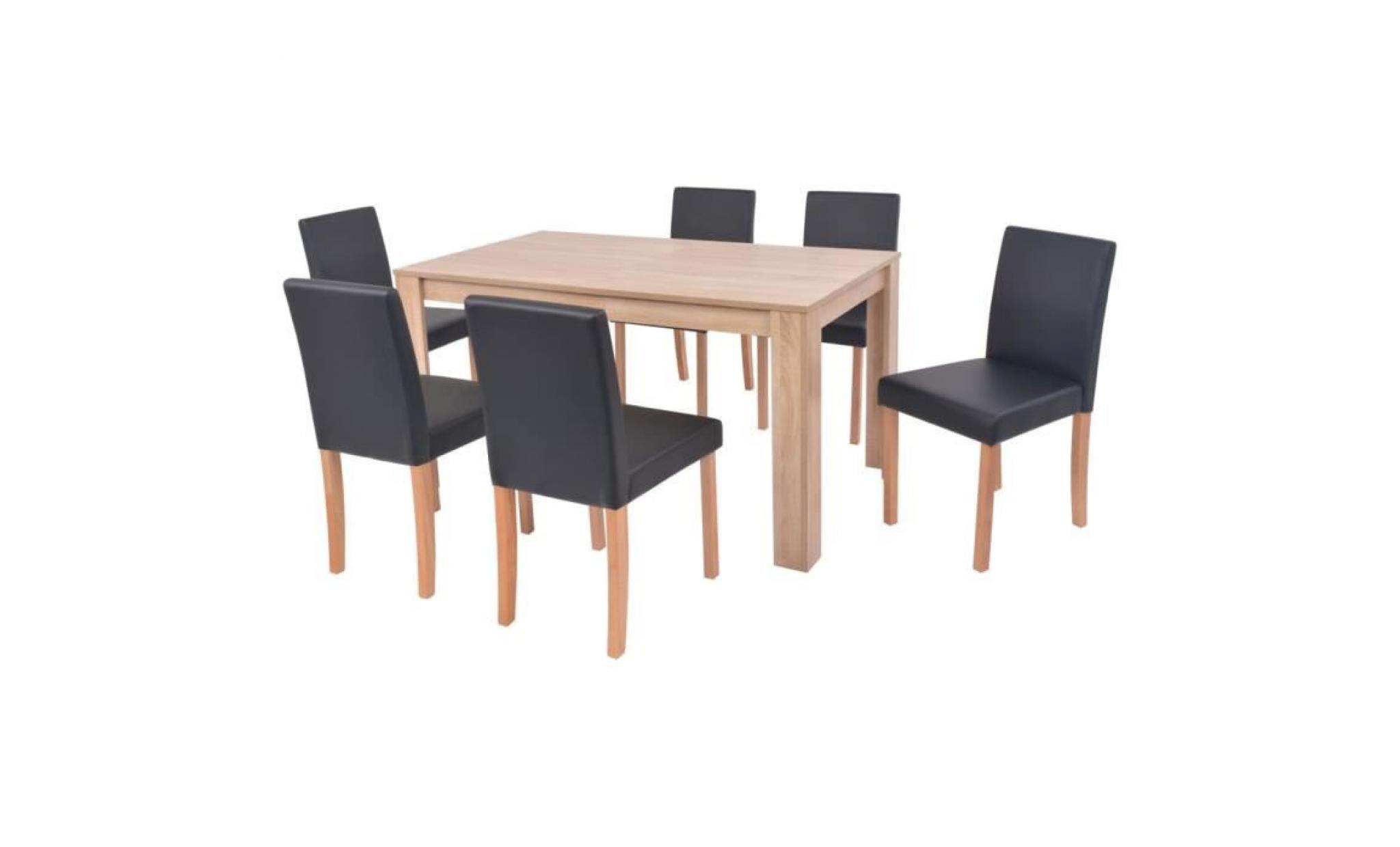 vidaxl table et chaises 7 pcs cuir synthétique chêne marron pas cher