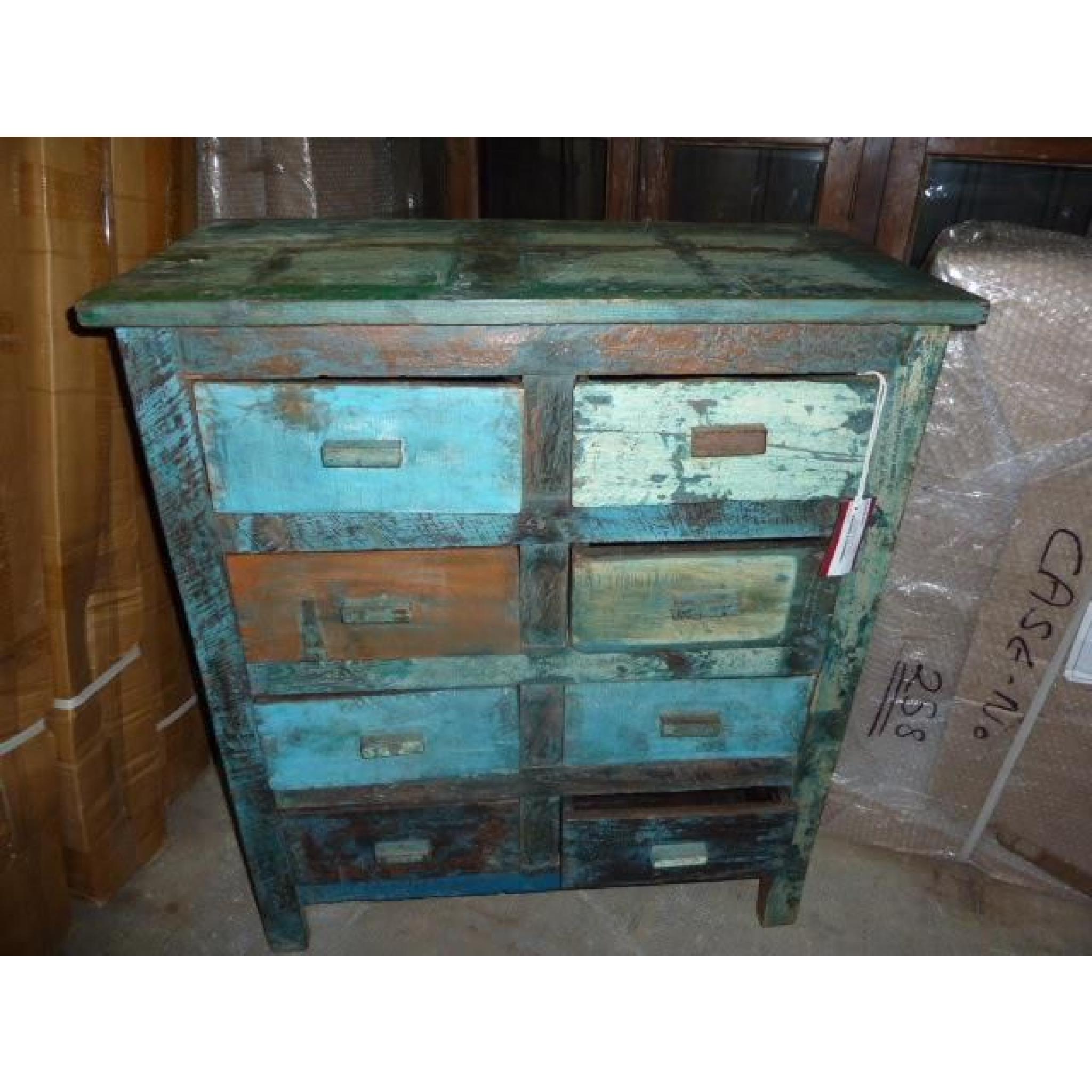 Vieille commode turquoise teck massif