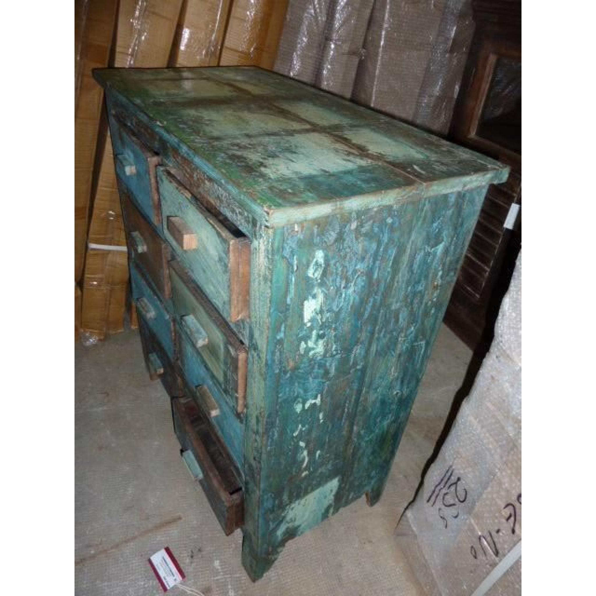 Vieille commode turquoise teck massif pas cher
