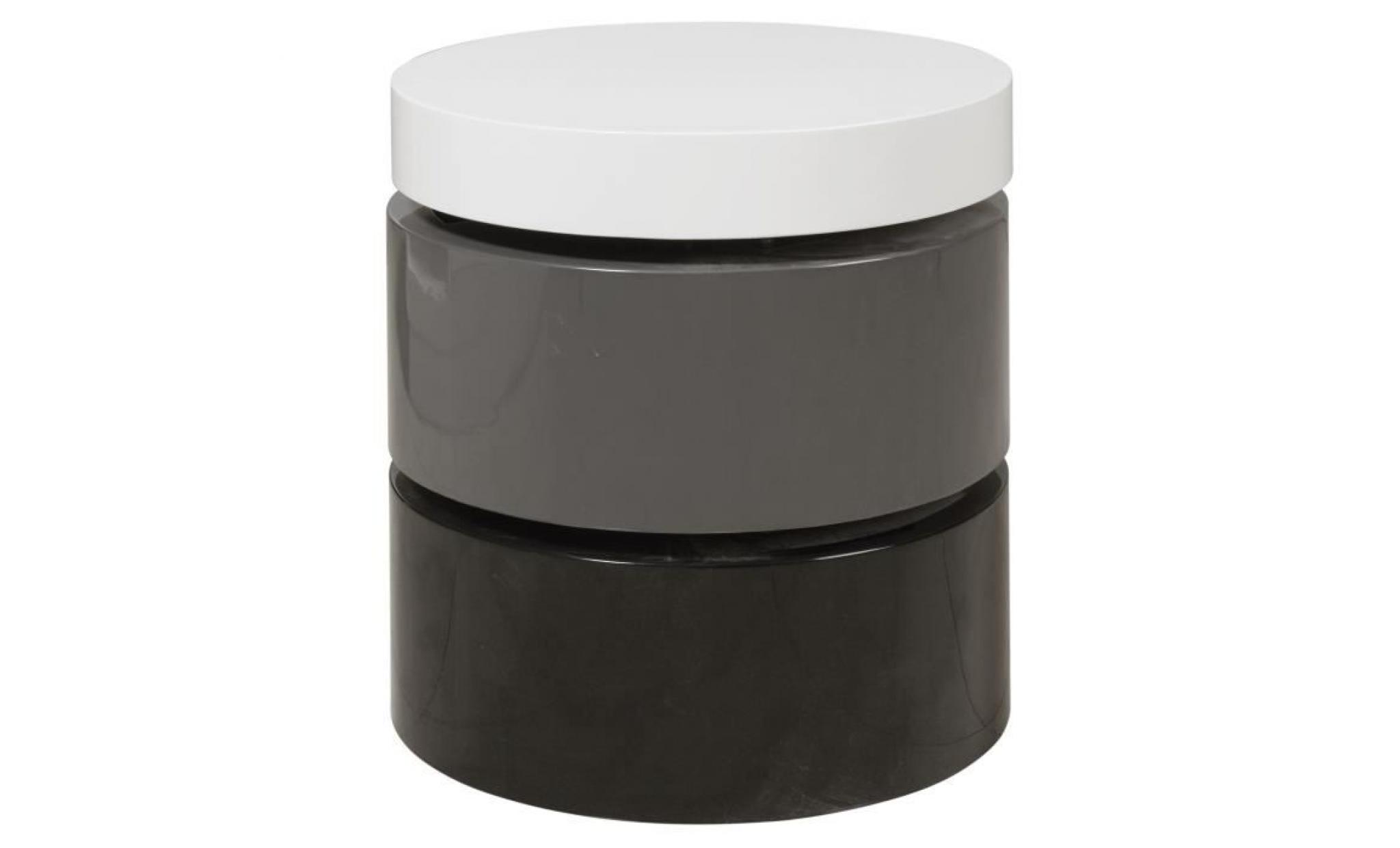 vigan table basse ronde style contemporain noir, gris et blanc mat   l 50 x l 50 cm pas cher