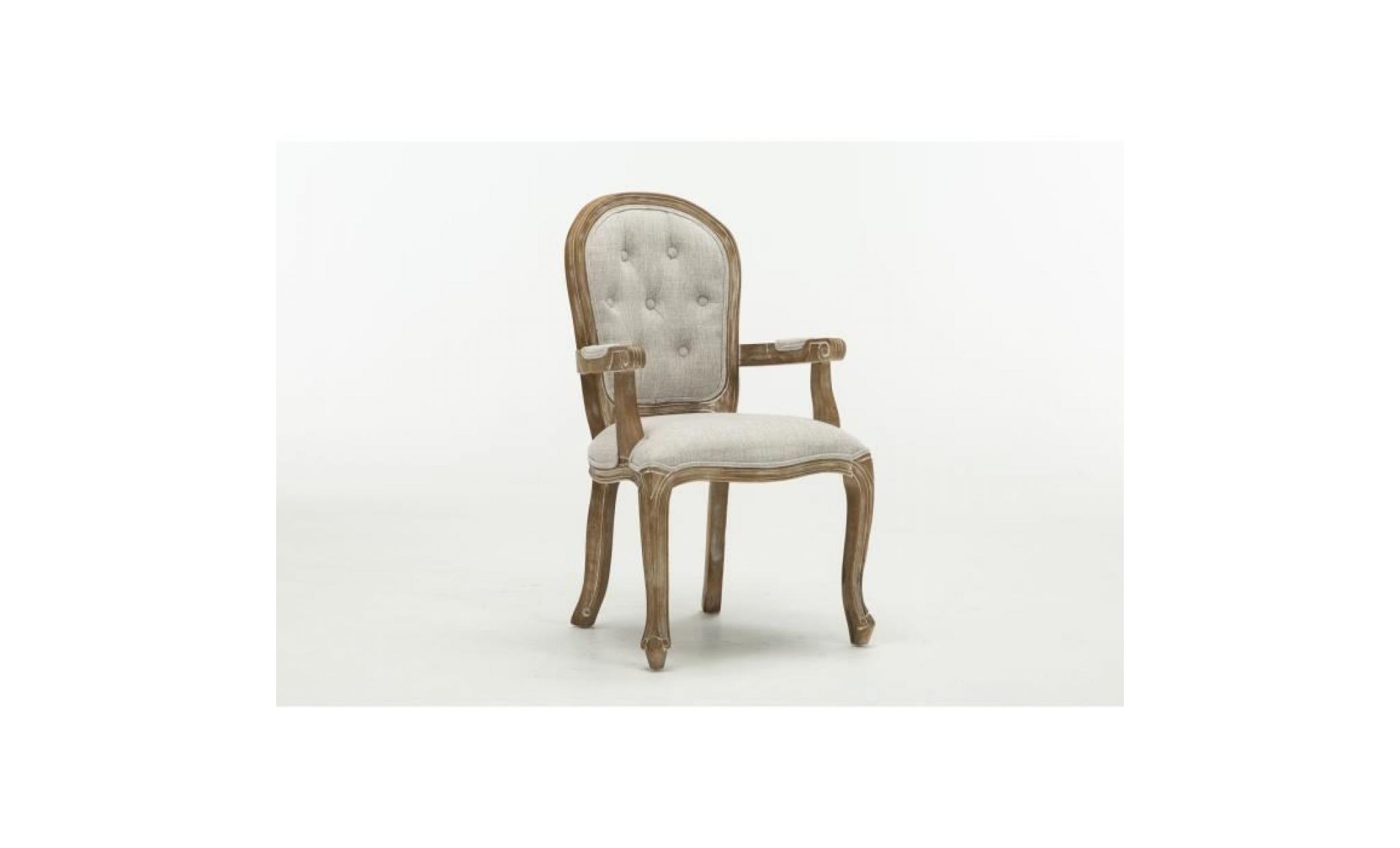 villandry fauteuil chesterfield   lin gris   l 56 x p 61 cm