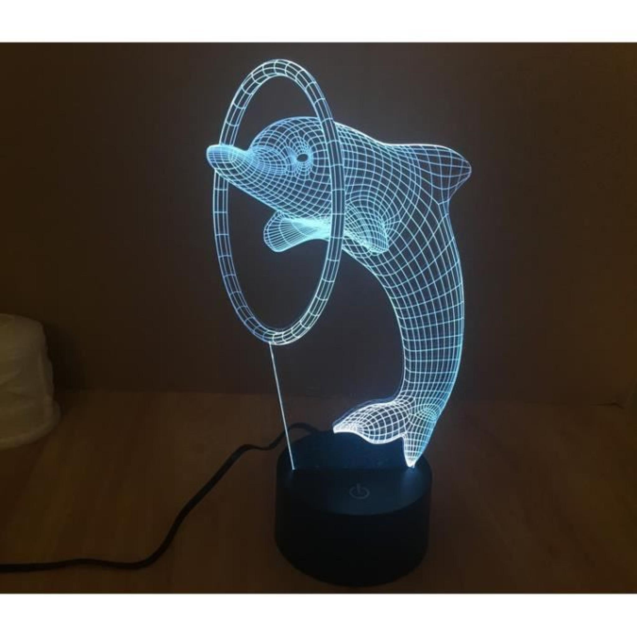 Vision stéréoscopique 3D les dauphins Lampes de table