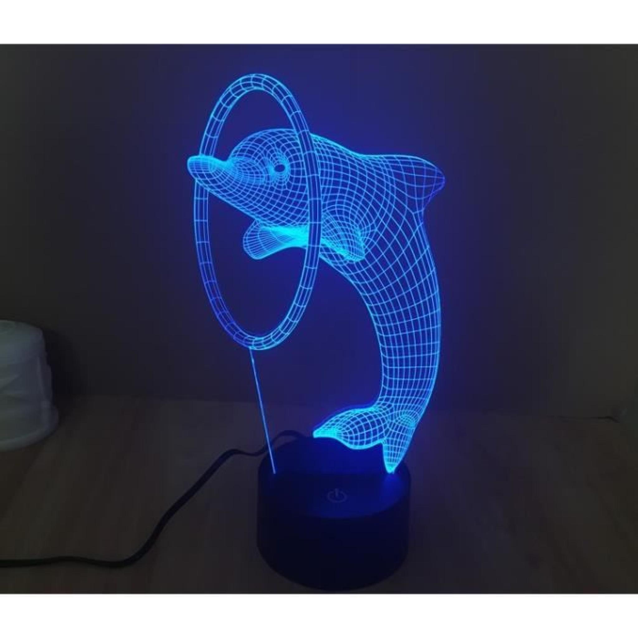 Vision stéréoscopique 3D les dauphins Lampes de table pas cher