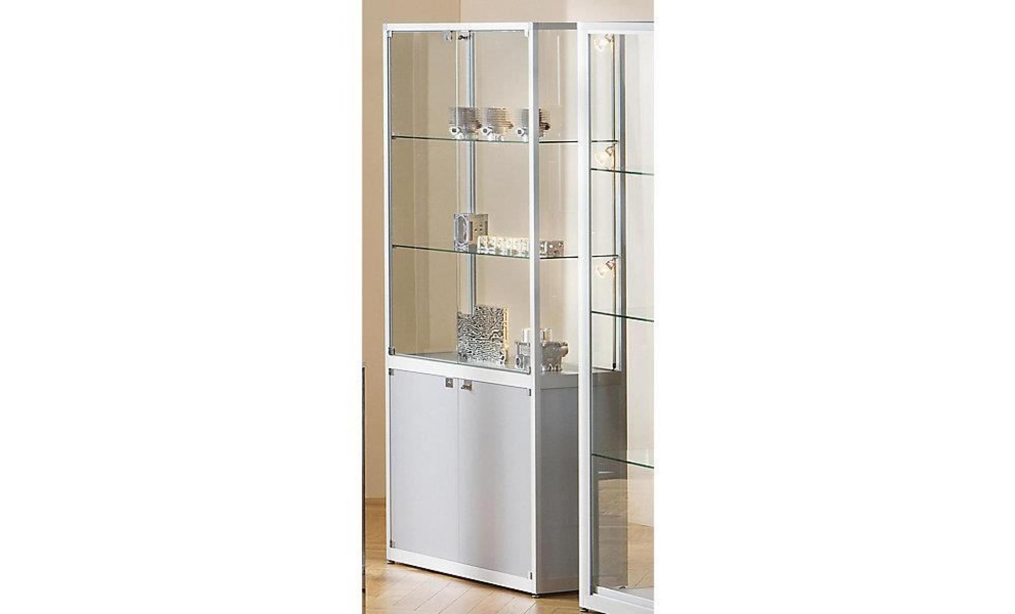 vitrine à compartiments   2 portes pivotantes, h x l x p 2000 x 500 x 400 mm   anodisé argent   armoire à vitrine armoires à vitrine pas cher