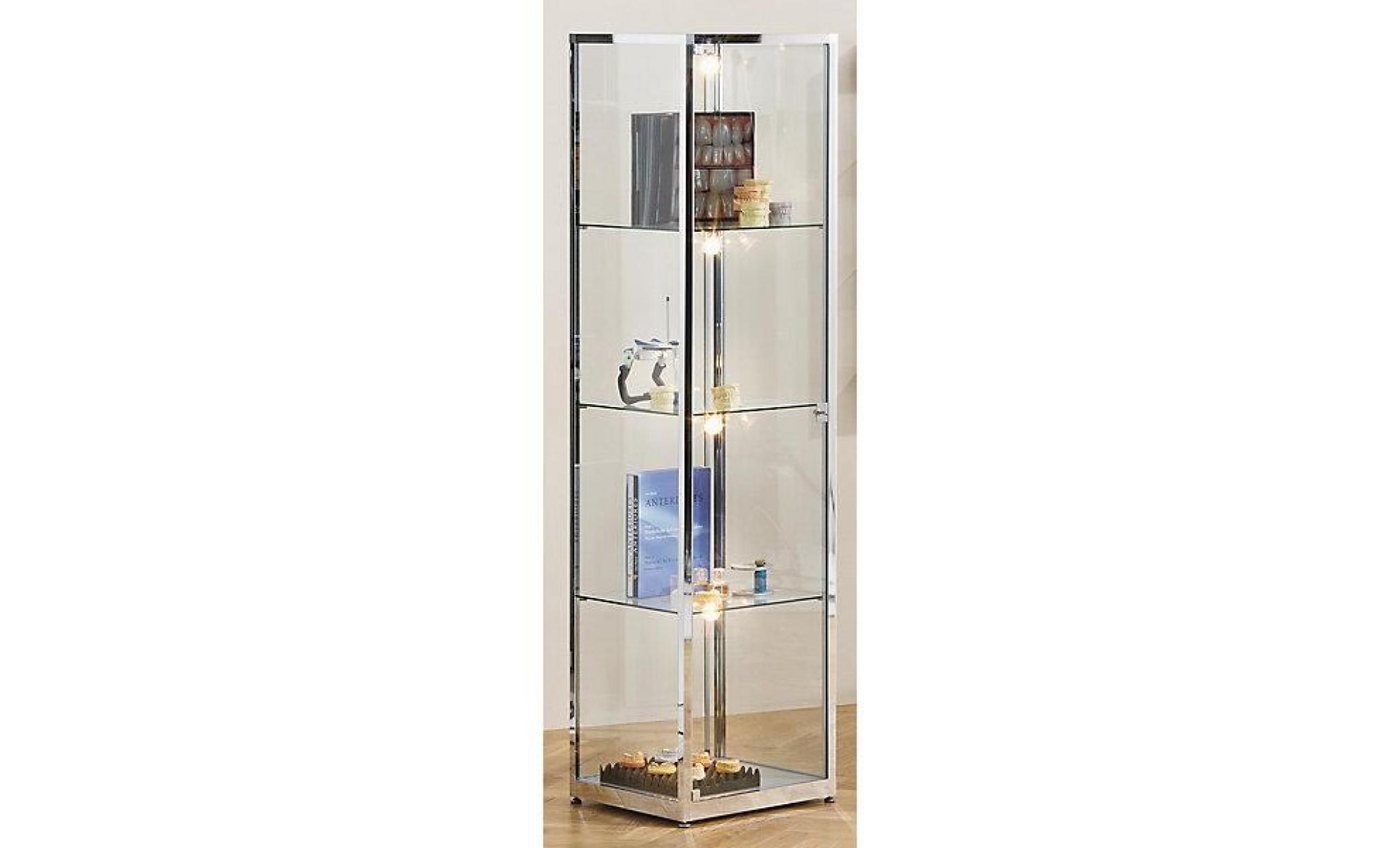 vitrine colonne   hauteur 2000 mm, 1 porte pivotante   l x p 500 x 500 mm, anodisé argent   armoire à vitrine armoires à vitrine pas cher